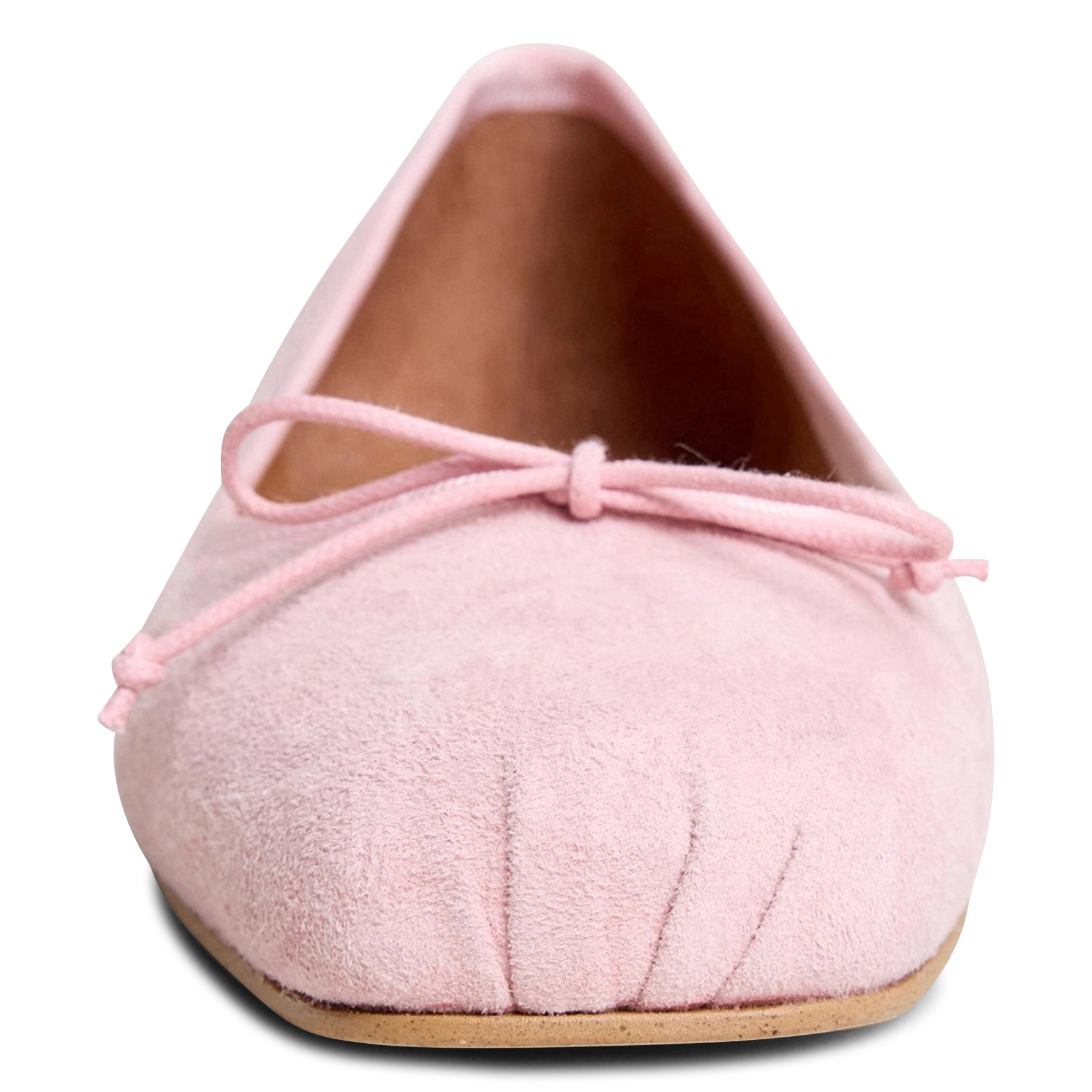 Square-toe suede leather ballerina flats JONAK Pink