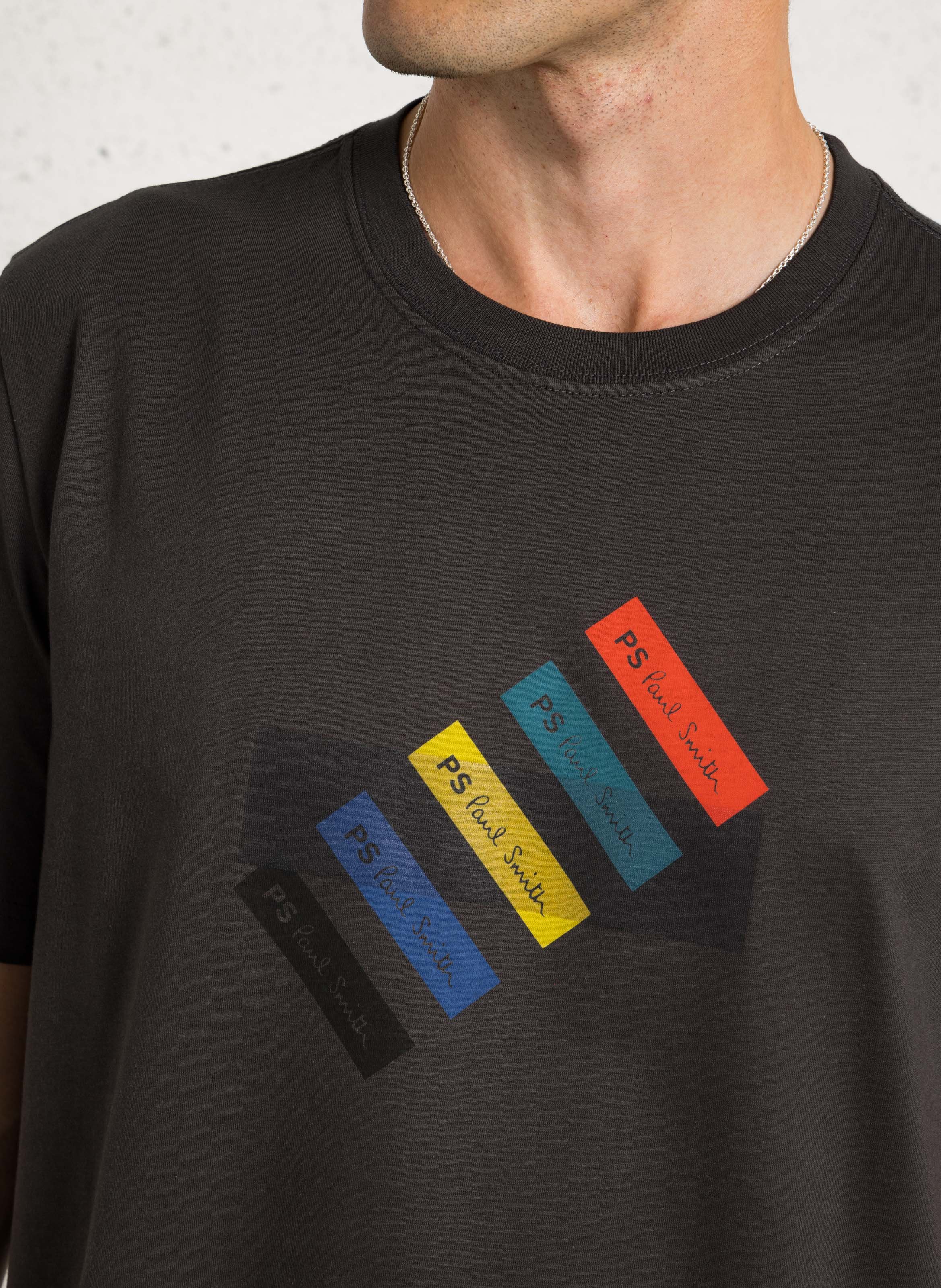 Oversize T-Shirt mit Rundhalsausschnitt aus Bio-Baumwolle mit Siebdruck PAUL SMITH Silber