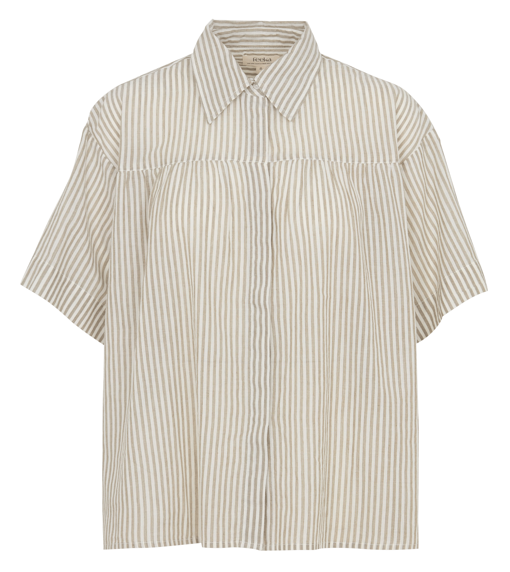 Weit geschnittene Baumwollbluse mit klassischem Kragen FEEKA Beige