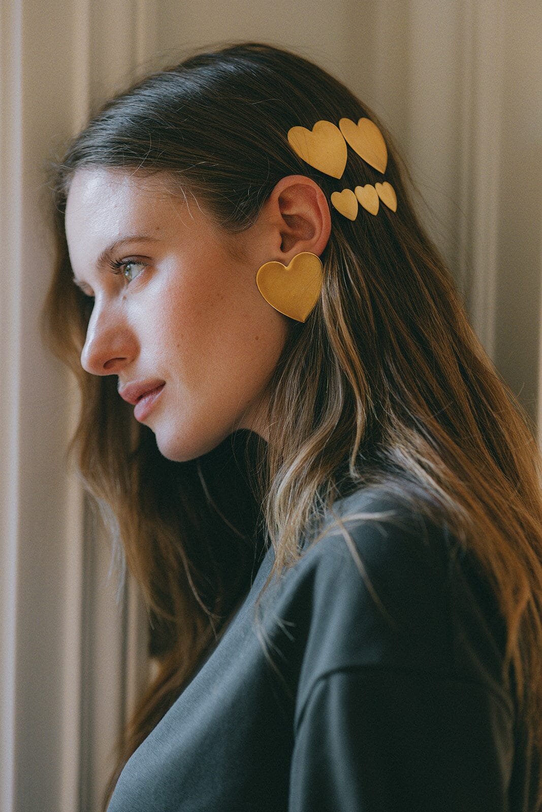 Silver plated heart barrette MONSIEUR SIMONE Golden