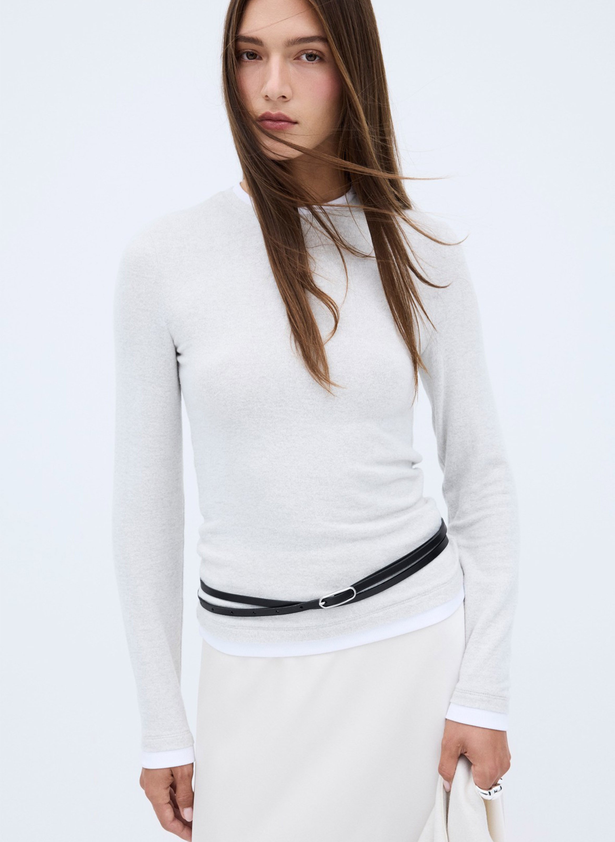 Jupe longue à détail dentelle VILA Gris