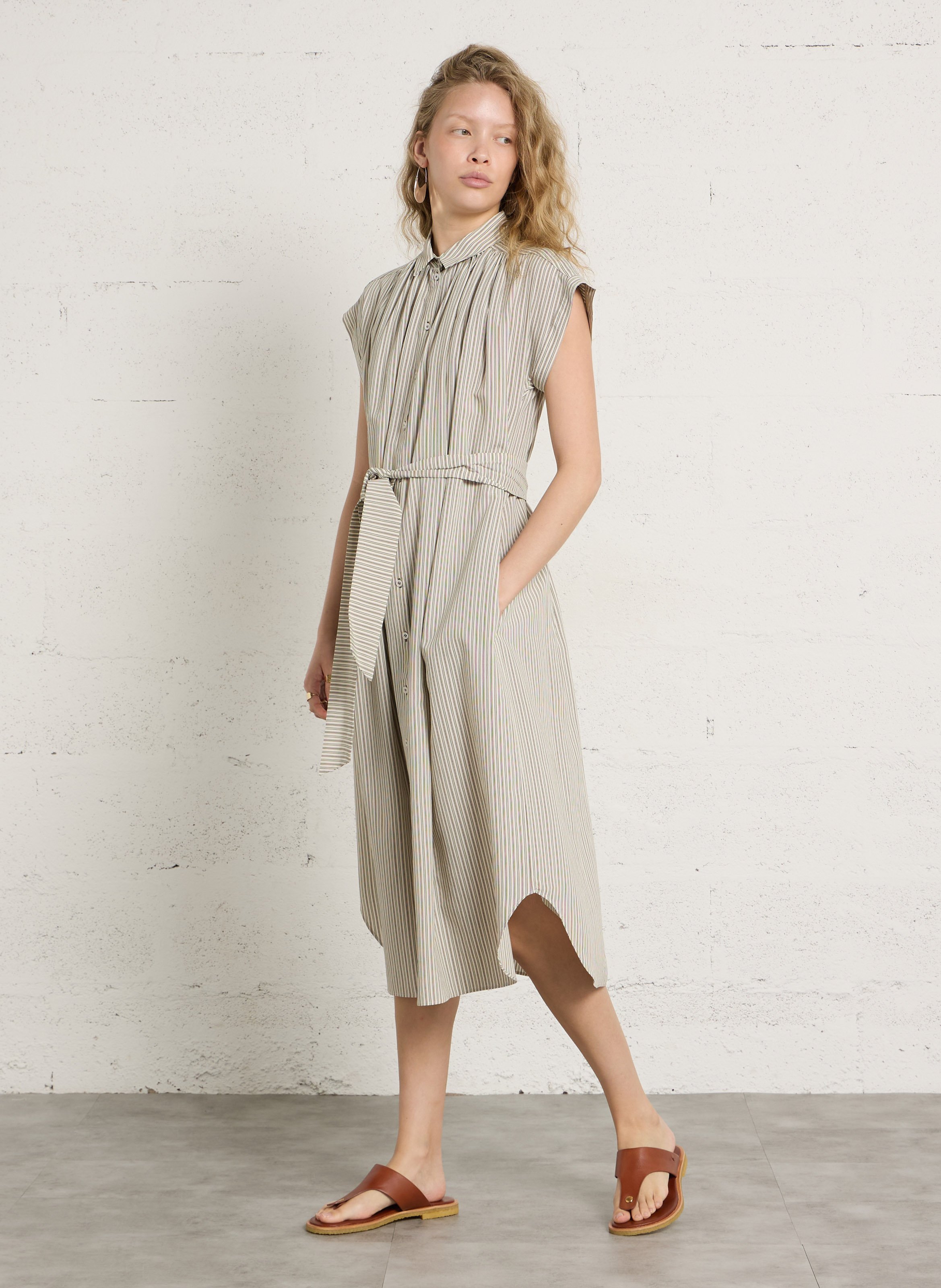 Midi-jurk met brede strepen BELLEPIECE Groen