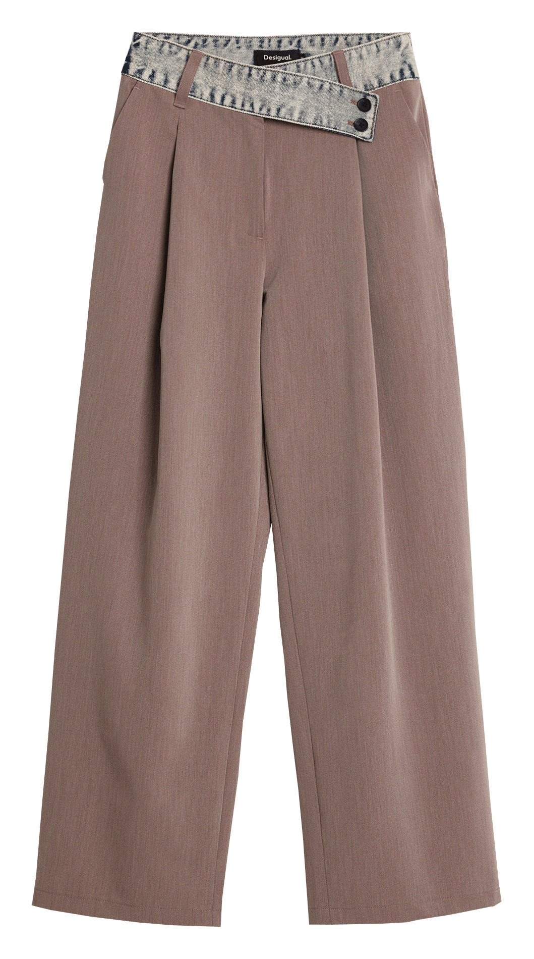 Pantalon à pinces uni taille asymétrique DESIGUAL Rouge