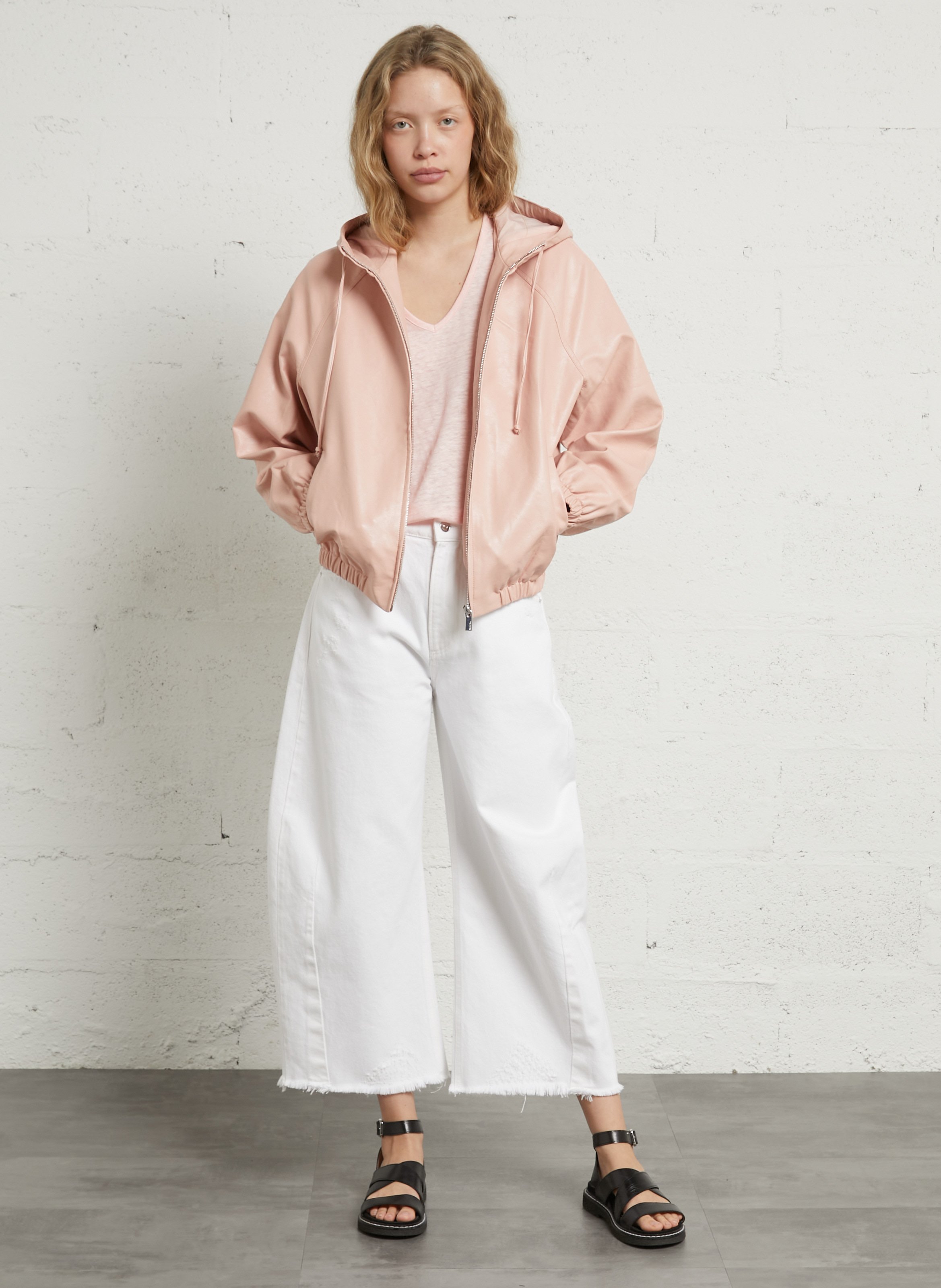 Wijde jeans met hoge taille | katoenblend BERENICE Wit