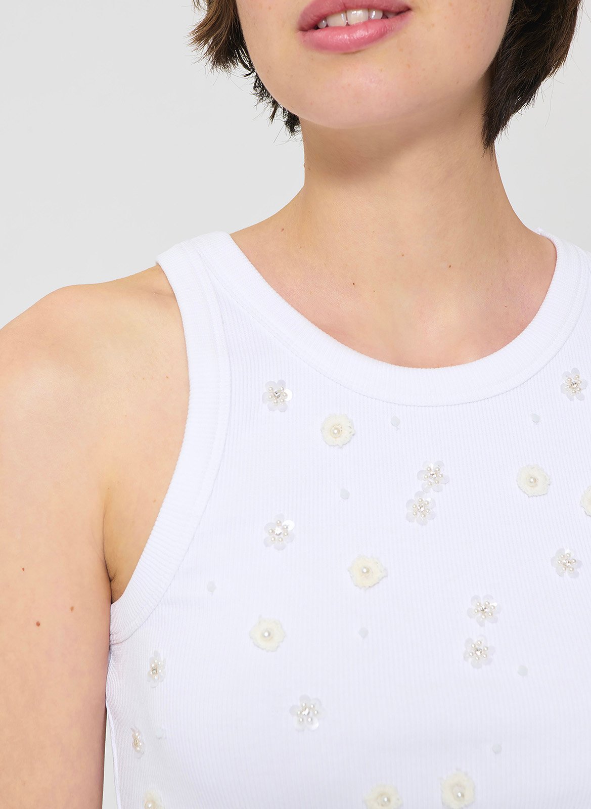 Strakke singlet | katoenblend TARA JARMON Wit