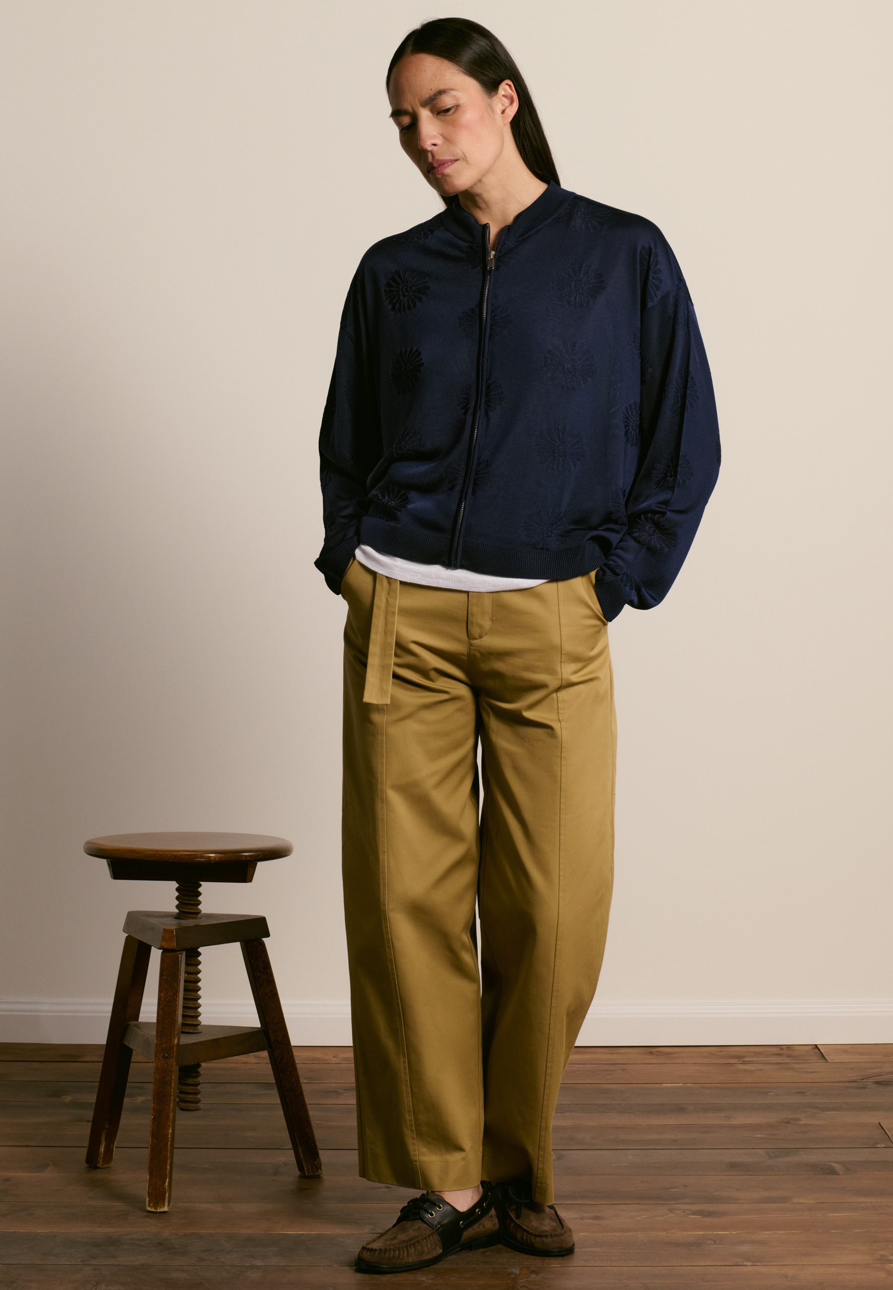 Blouson zippé en fil lumière MAISON MONTAGUT Bleu