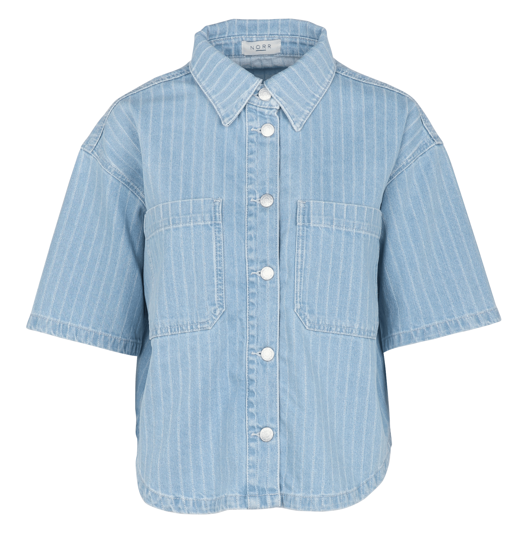 Camisa de mezcla de algodón orgánico con cuello clásico NORR Azul