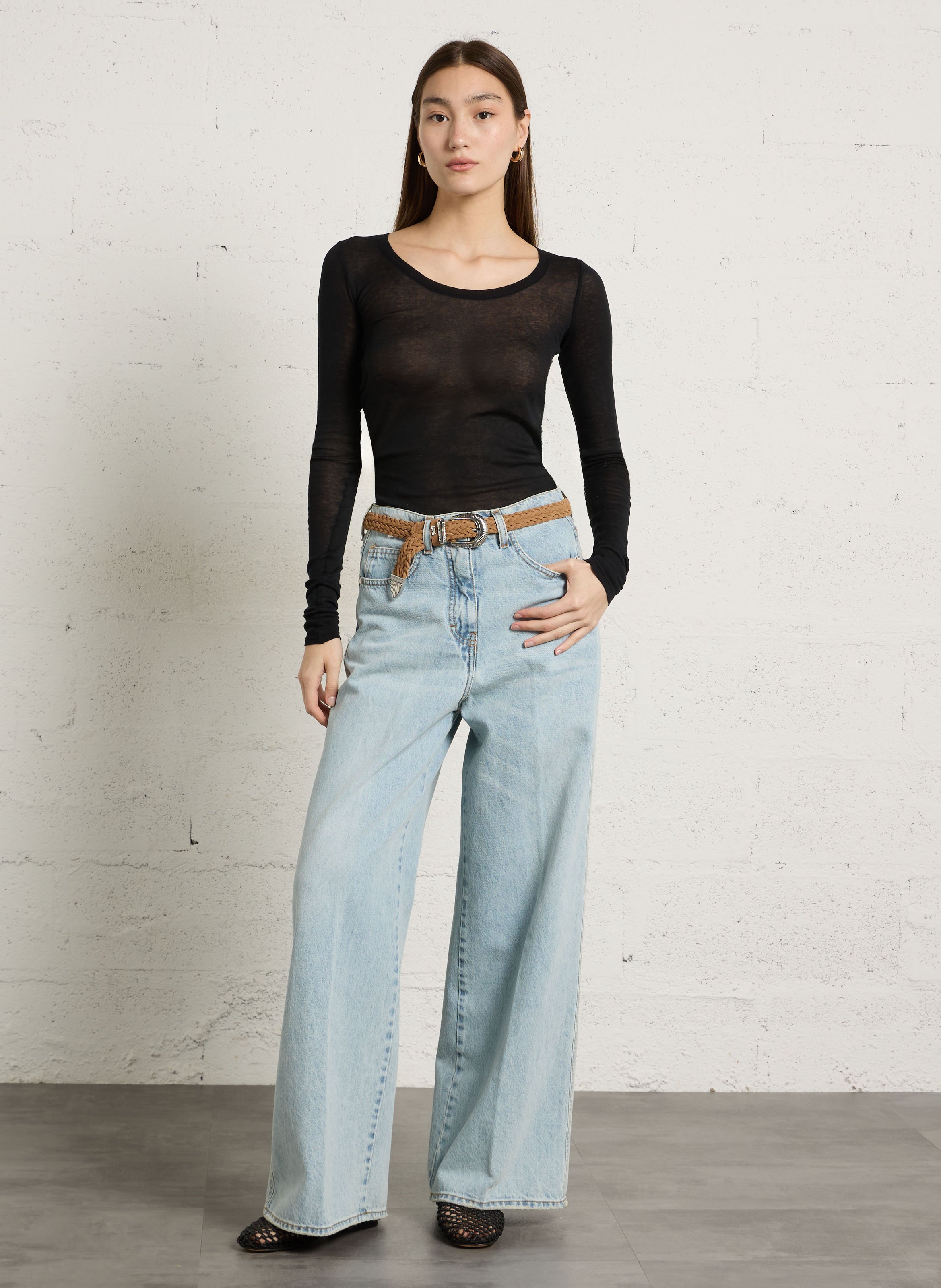 Braided suede belt LE TEMPS DES CERISES Brown