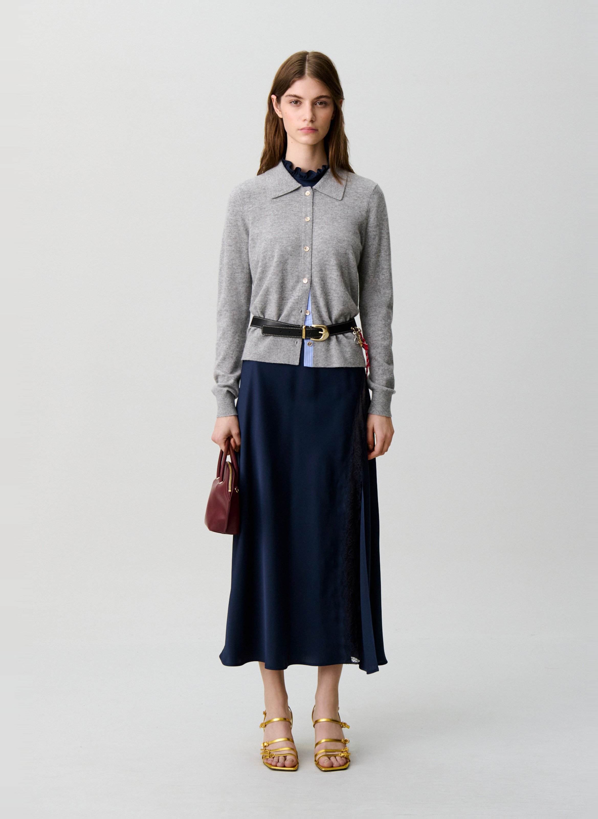 Gilet droit en laine CLAUDIE PIERLOT Gris
