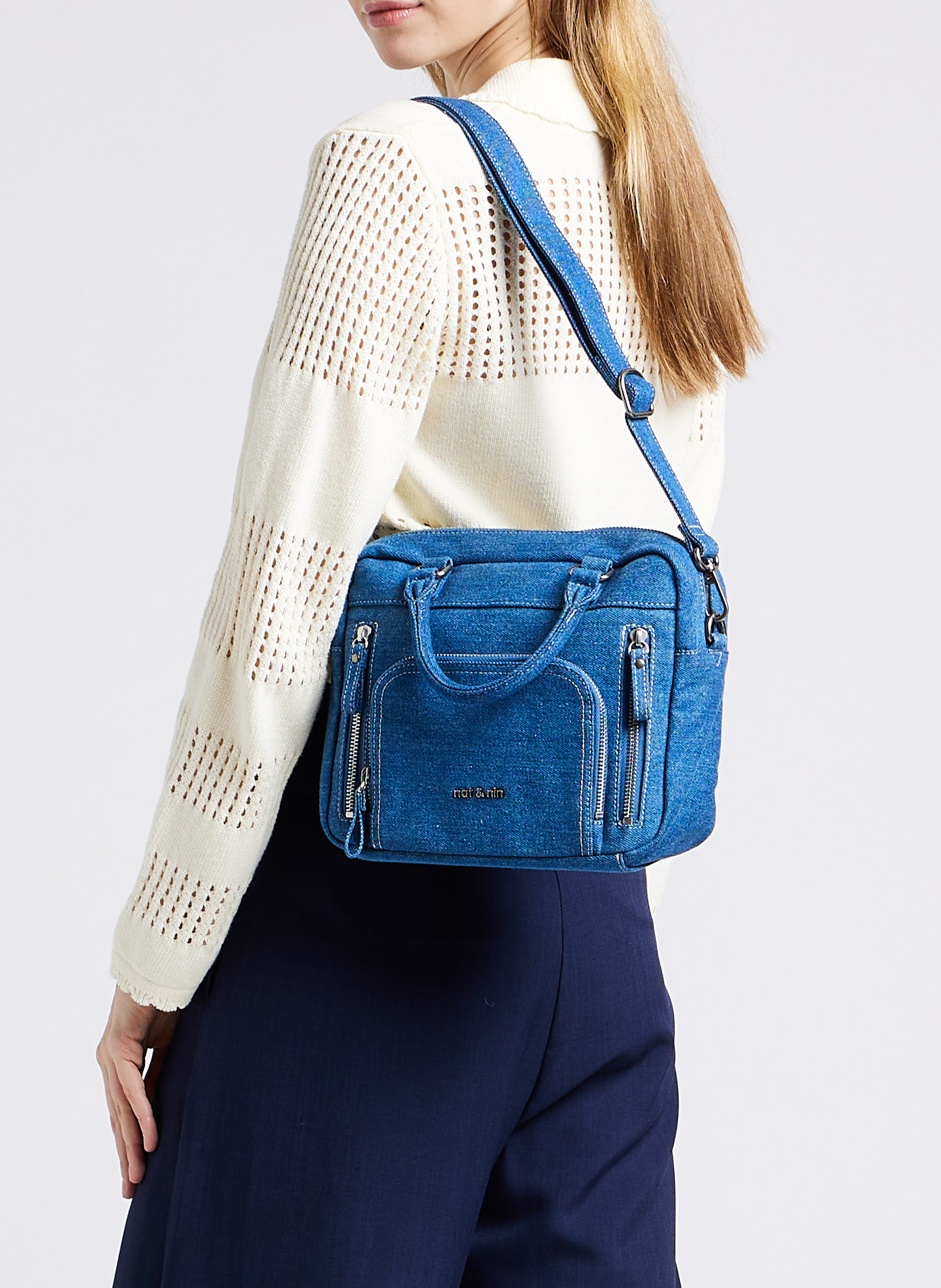 Cotton denim handbag NAT & NIN Blue