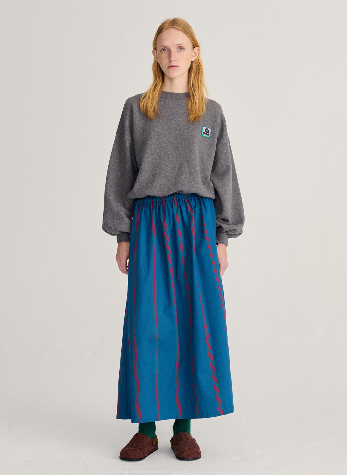 Jupe évasée taille haute rayée BOBO CHOSES Bleu