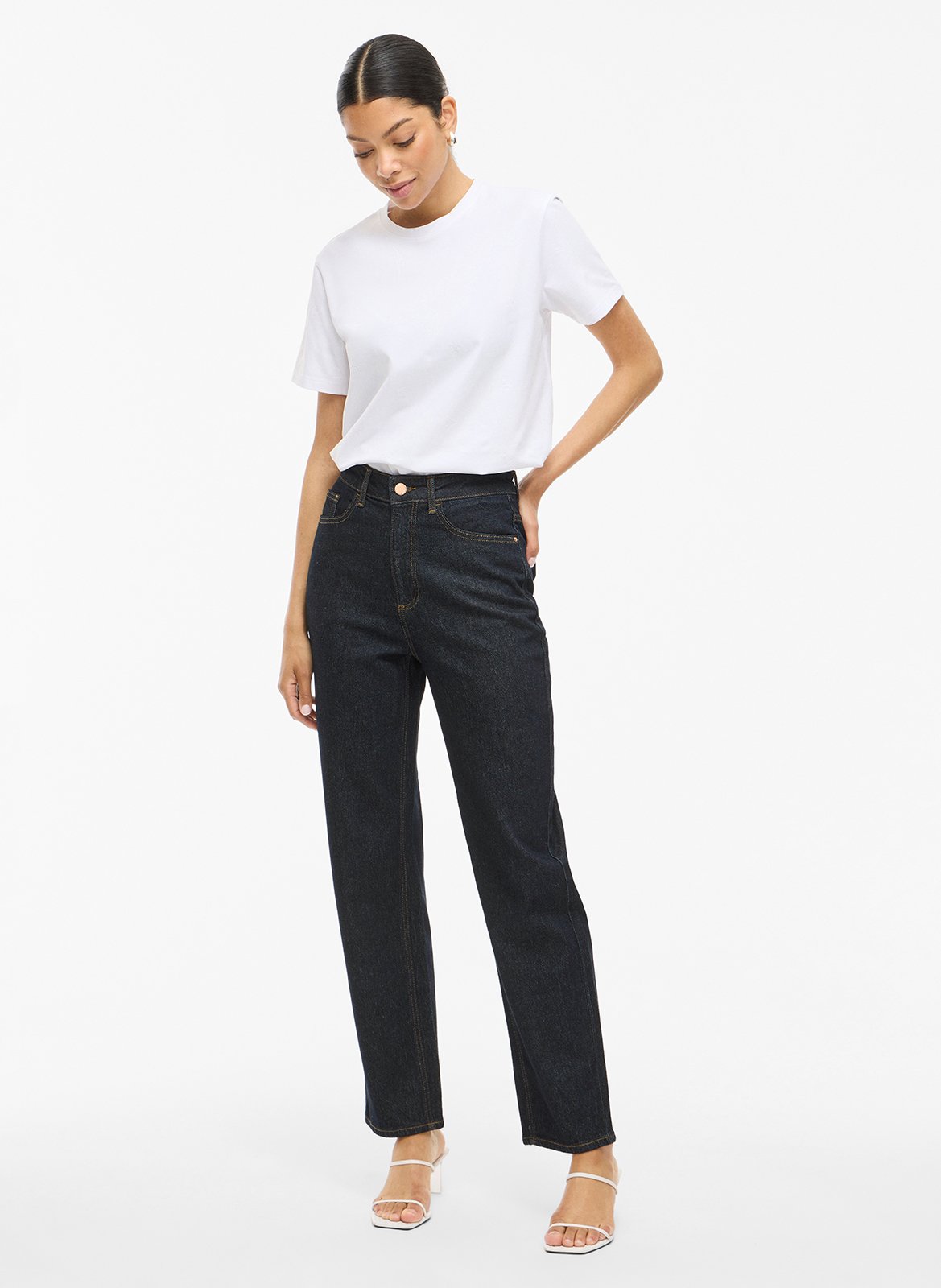 Cotton-blend straight-leg jeans VILA Blue
