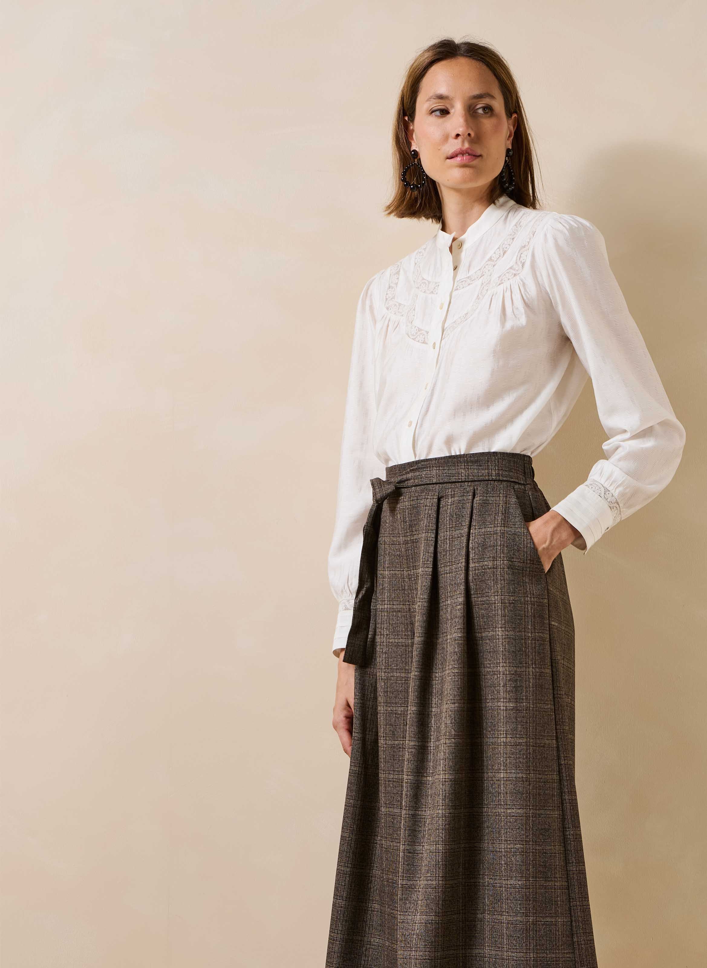 Pantacourt large taille haute LA FEE MARABOUTEE Marron