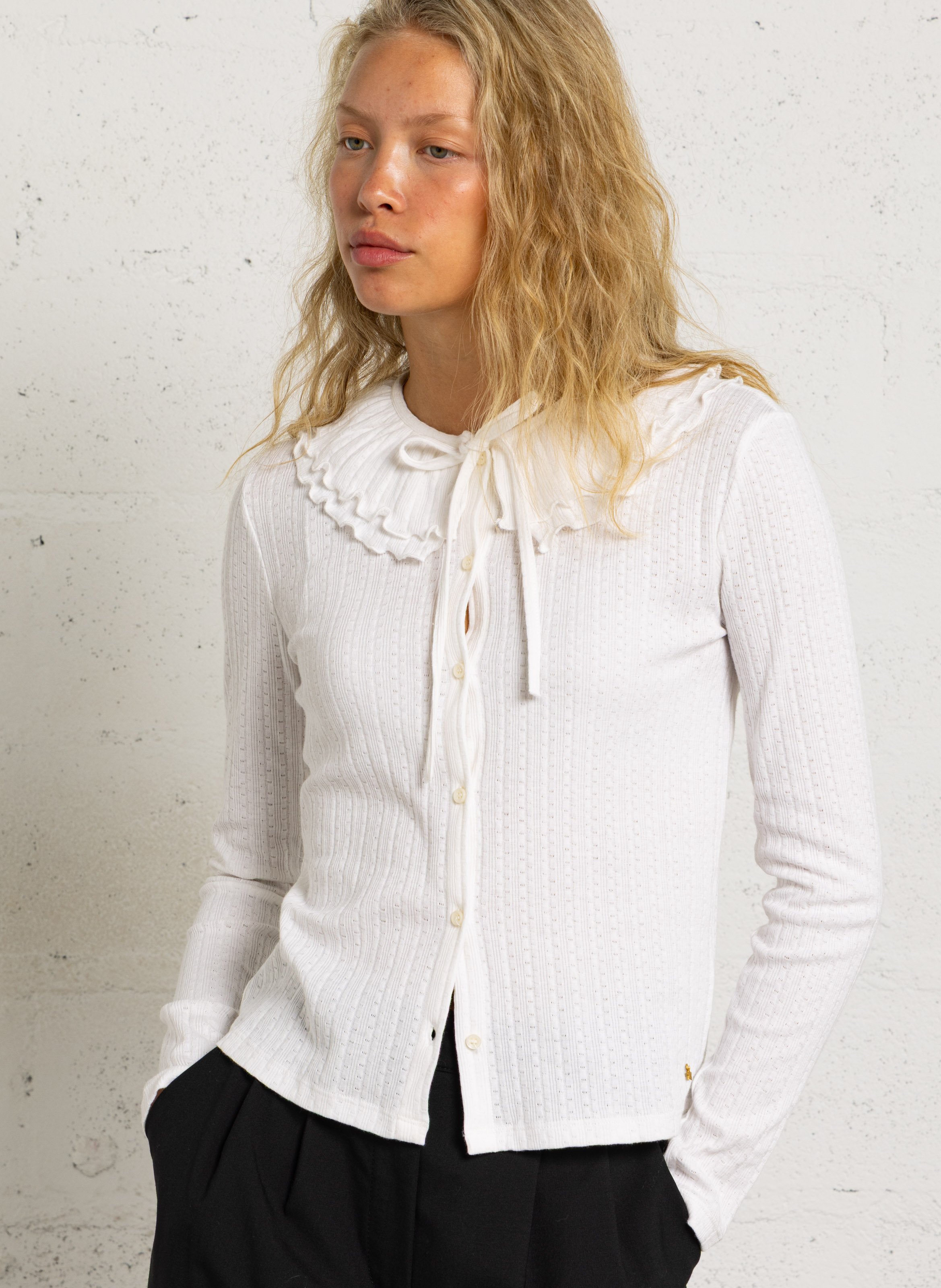 Straight-fit cotton shirt with Peter Pan collar DES PETITS HAUTS