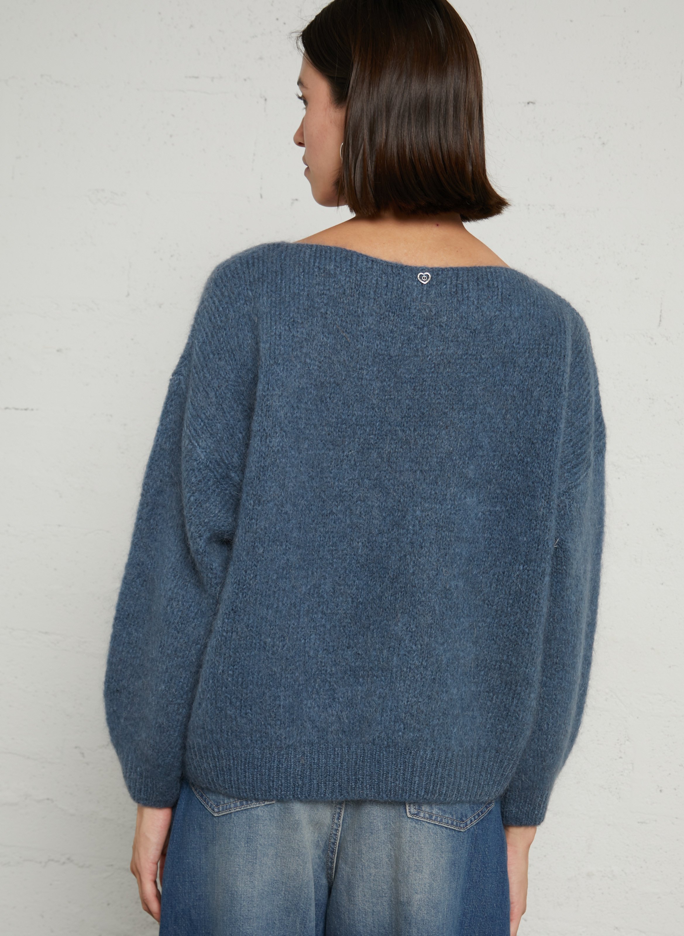 Trui met ronde hals | wolblend PLEASE Blauw