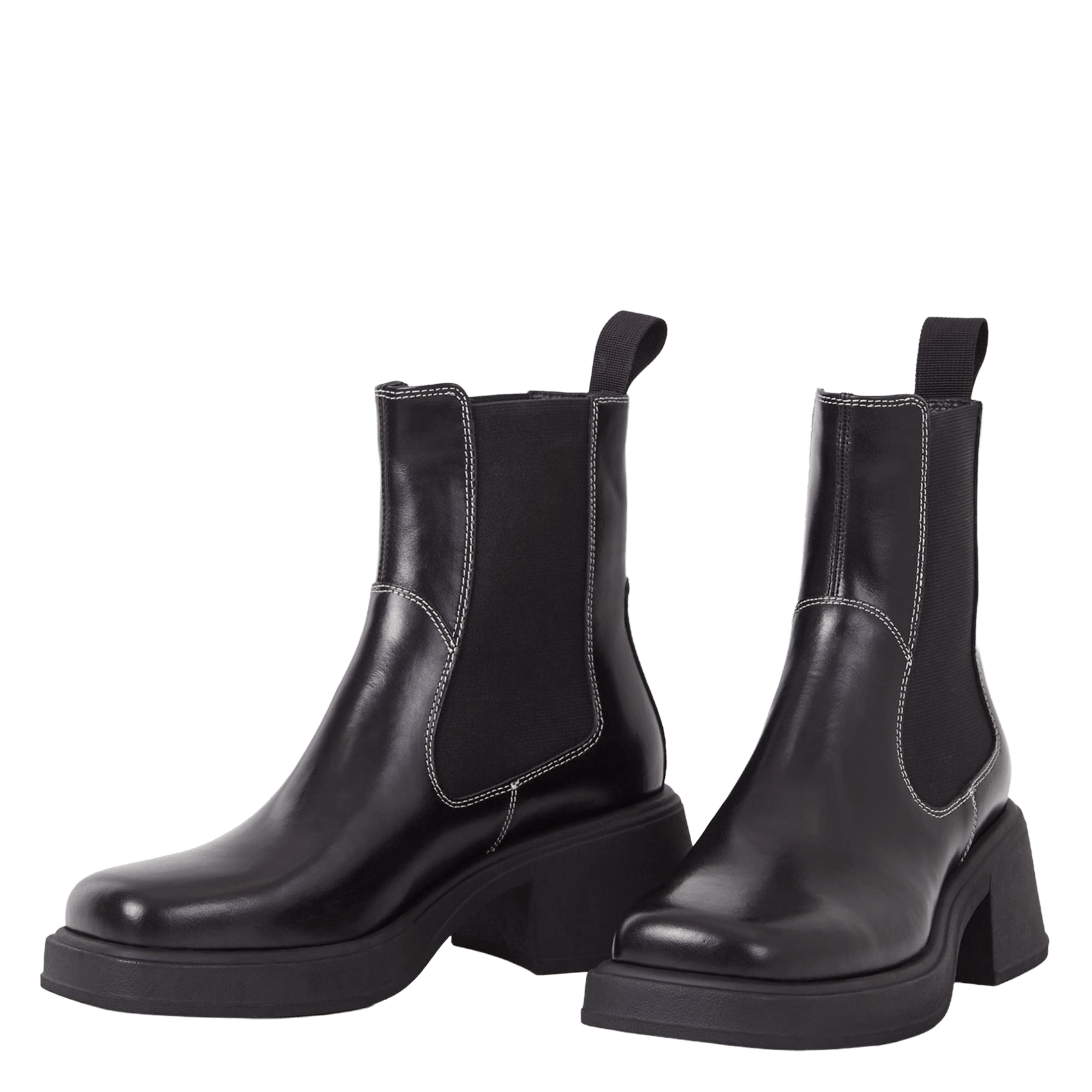 Square-toe leather boots VAGABOND Black
