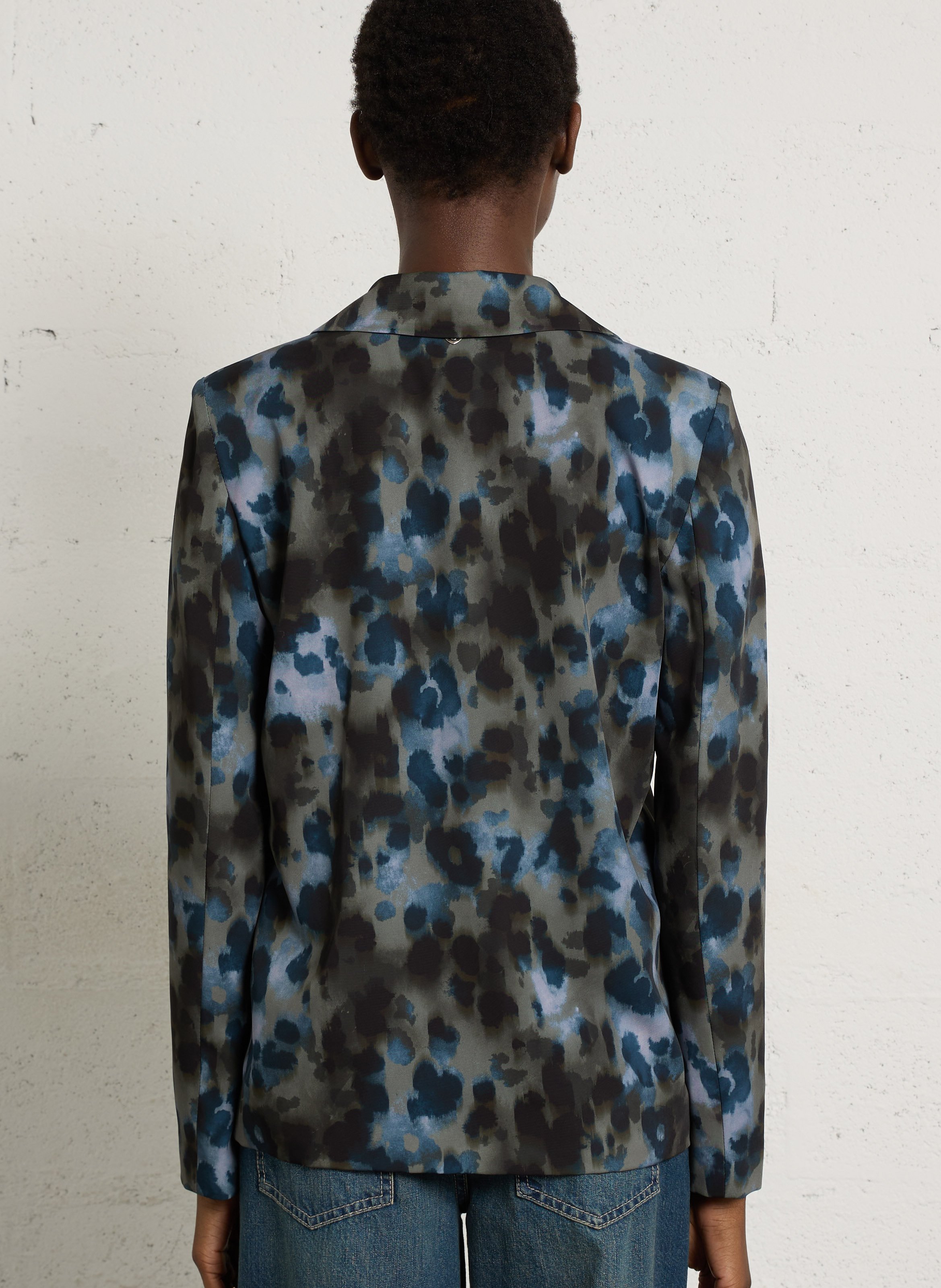 Bedruckter Fließblazer PLEASE Blau