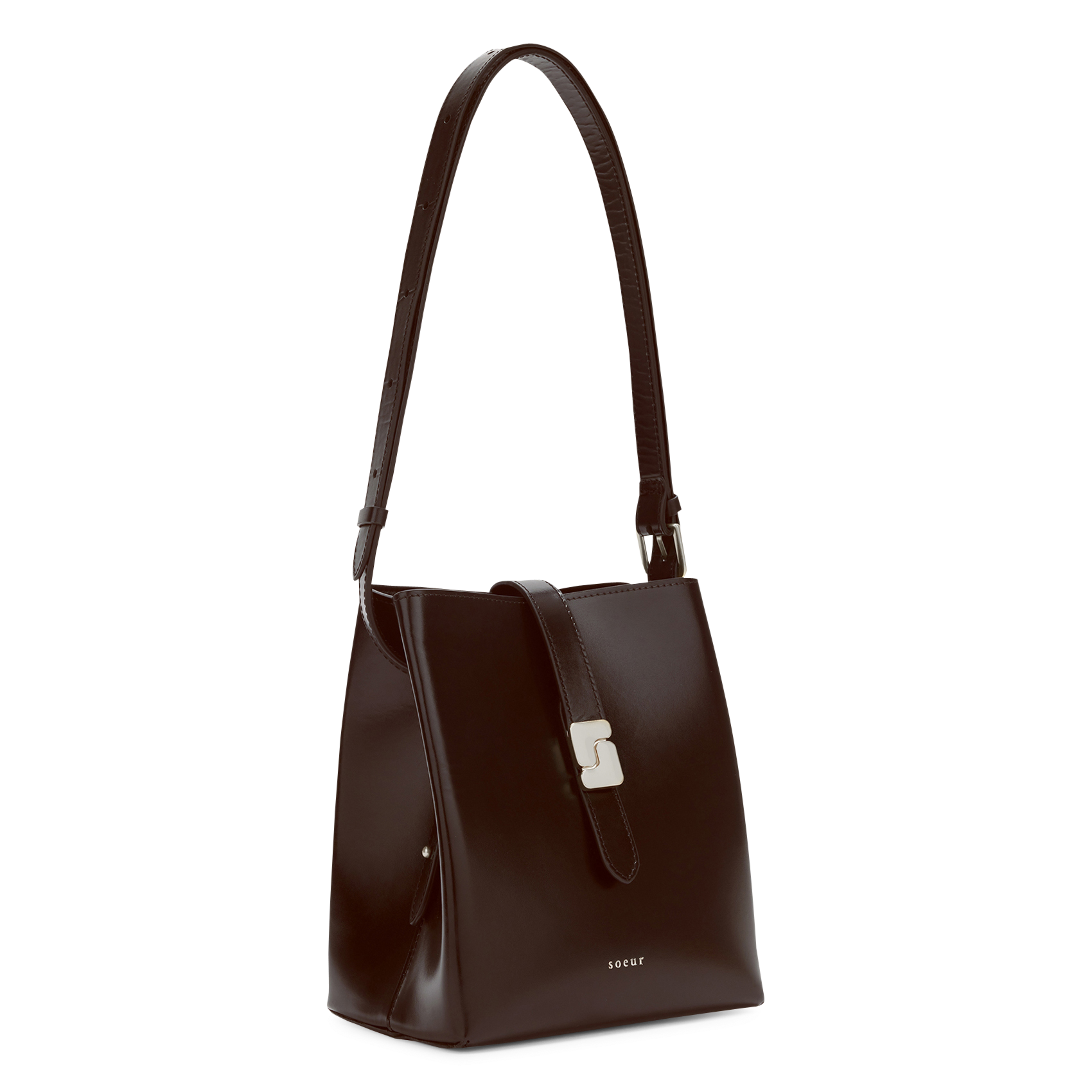 Lakleren schoudertas SOEUR Bruin