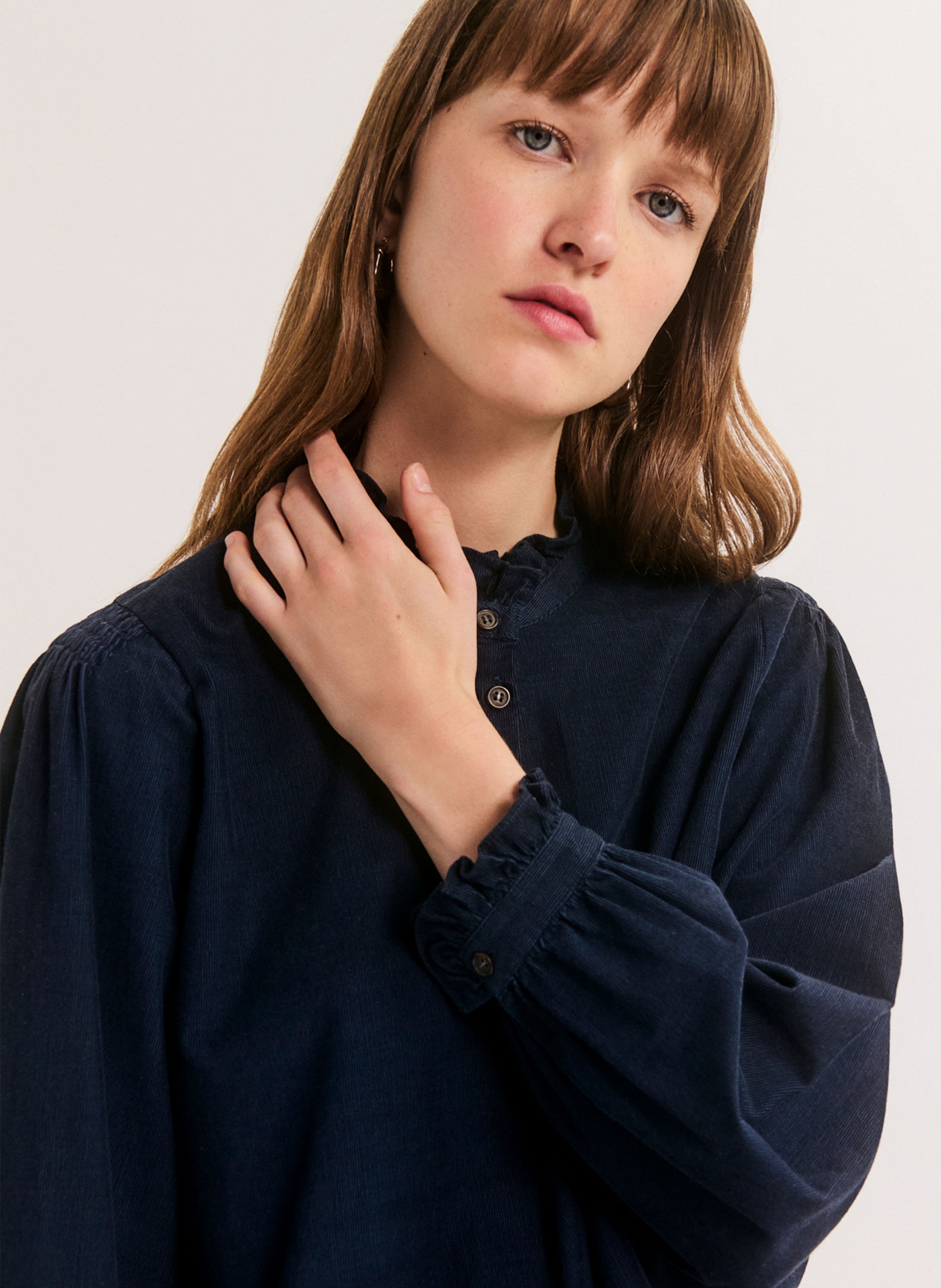 Loose-fit cotton blouse PABLO Blue