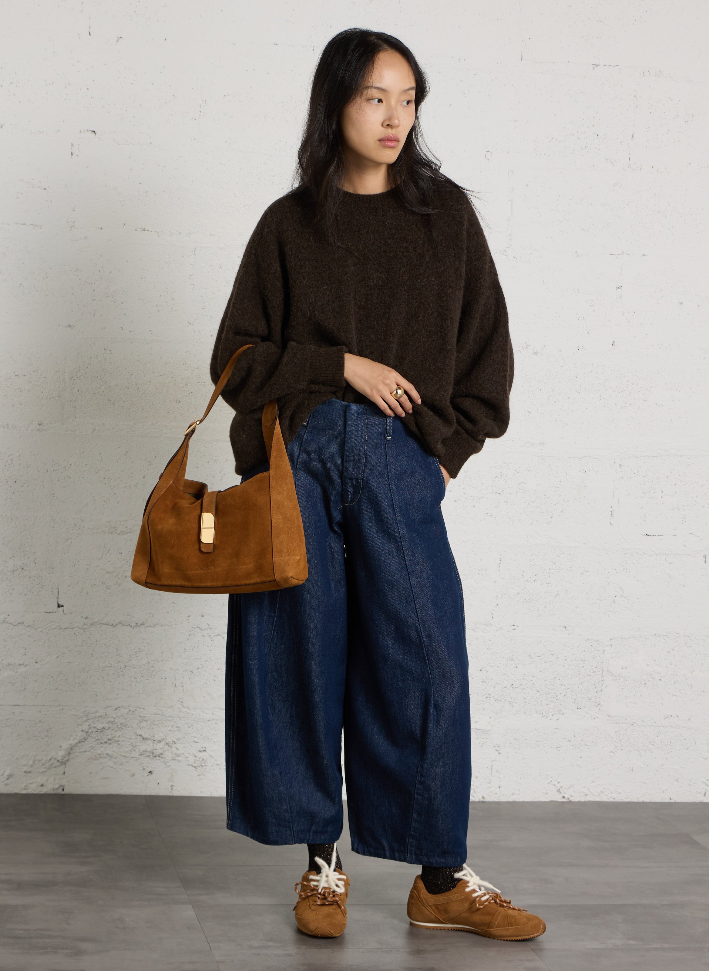 Suede leather low-top sneakers NO NAME Brown