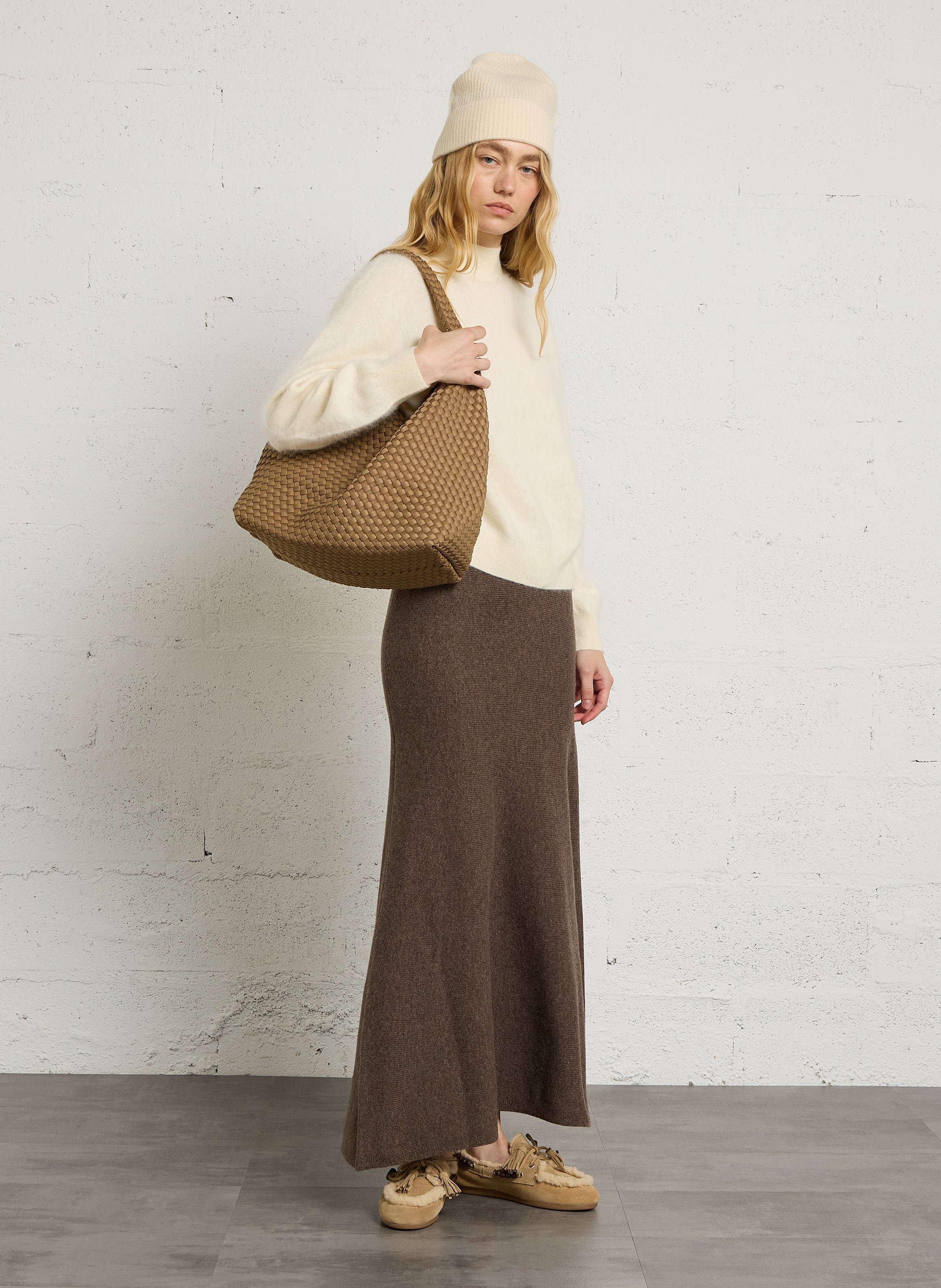 Pull oversize en laine et cachemire MAJESTIC FILATURES Beige