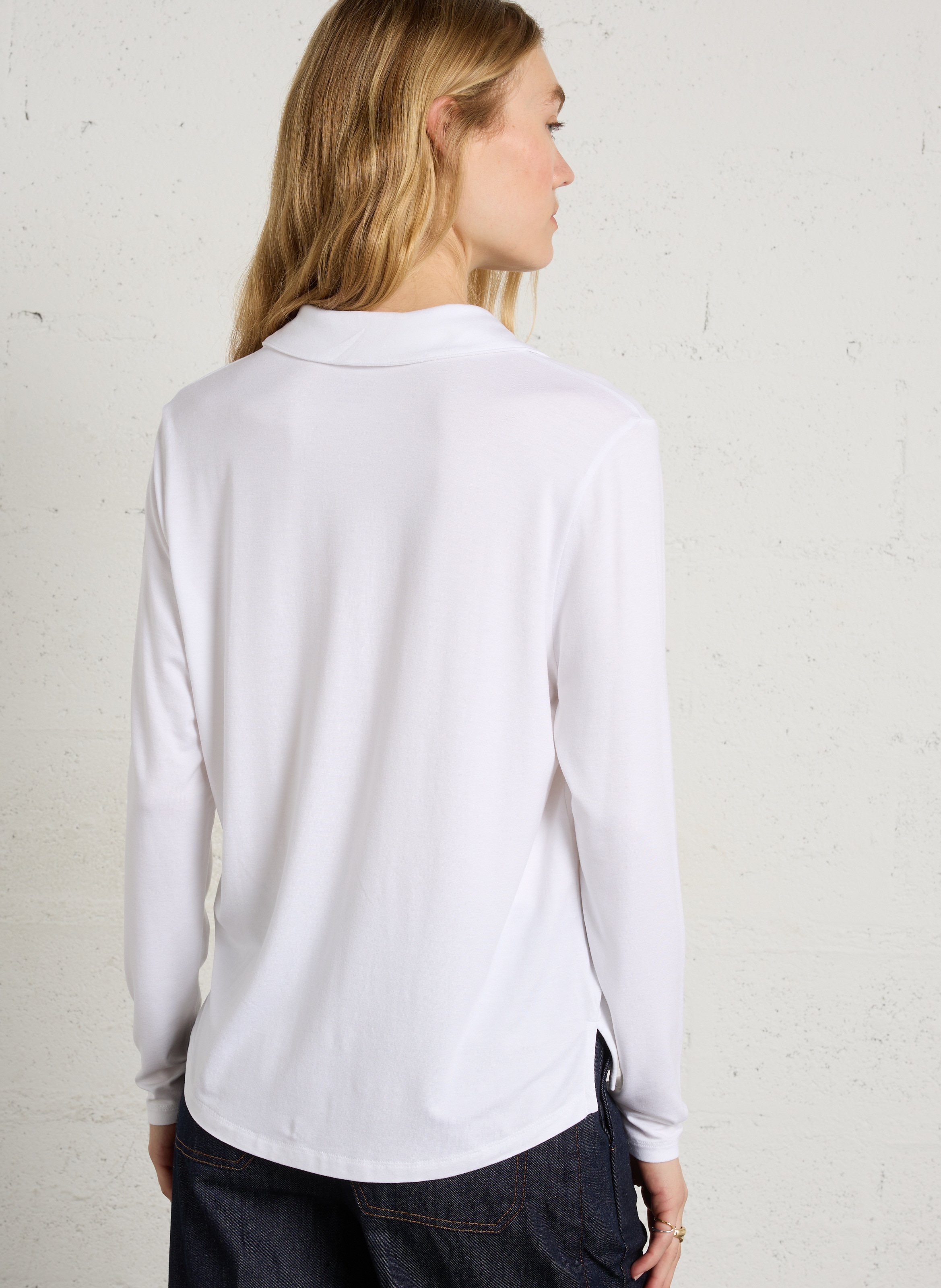 Loose Fit Classic Collar Top MAJESTIC FILATURES White