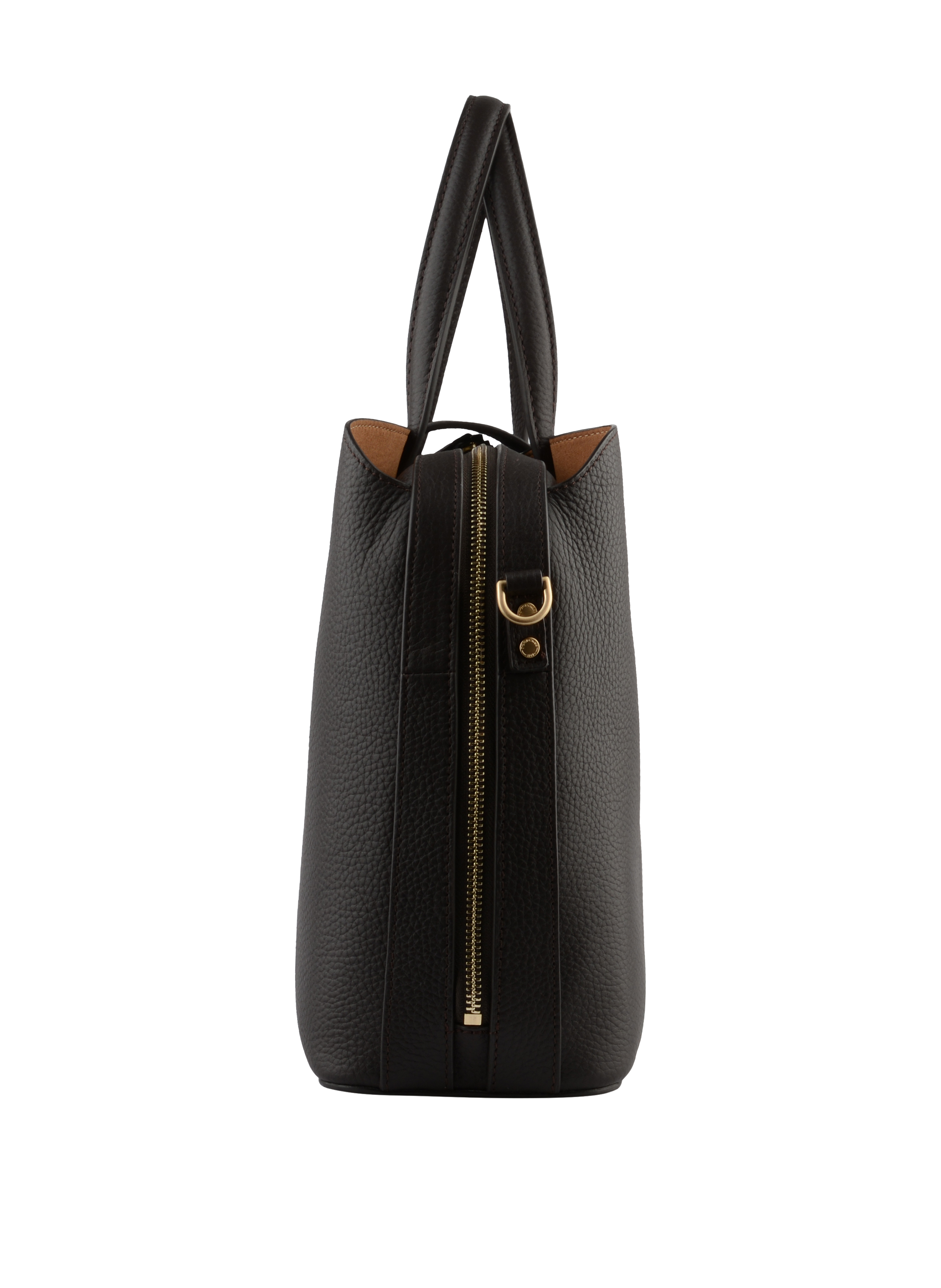 Calfskin leather handbag POURCHET Brown
