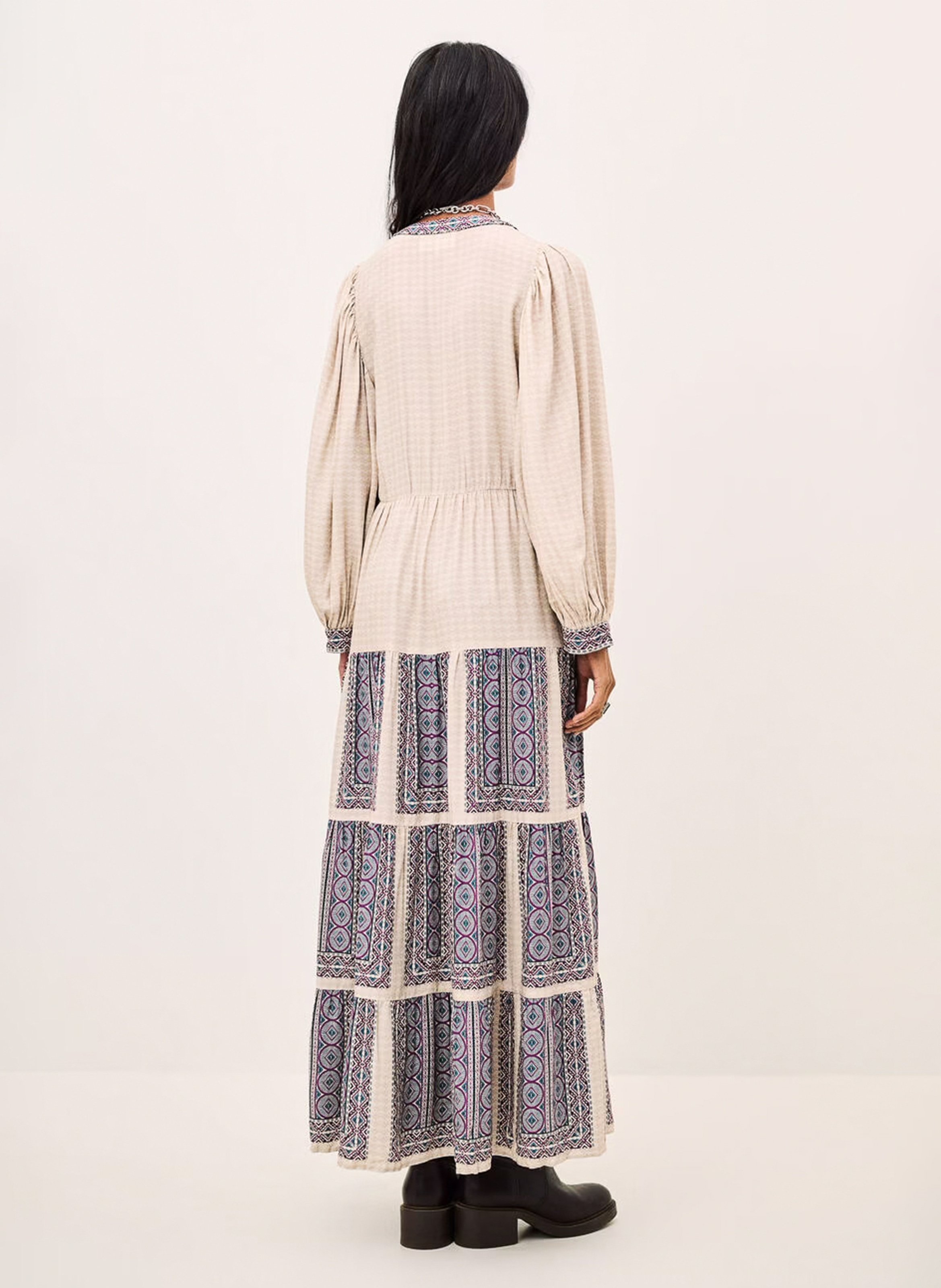 Langes, weit geschnittenes Kleid mit Print | Beige BA&SH Damen