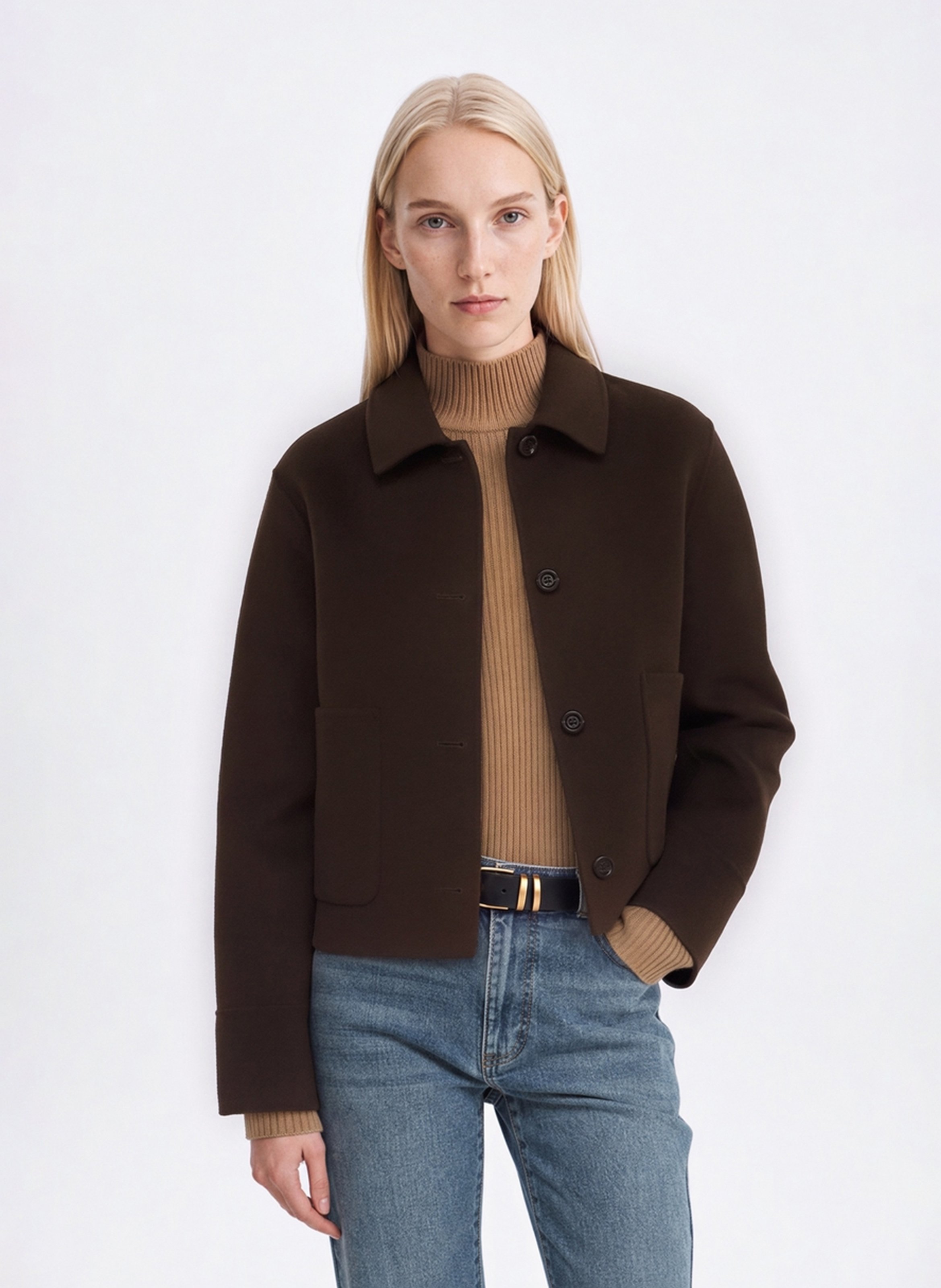 Gerade geschnittene Jacke aus Wollmischung mit Knöpfen VANESSA BRUNO Braun