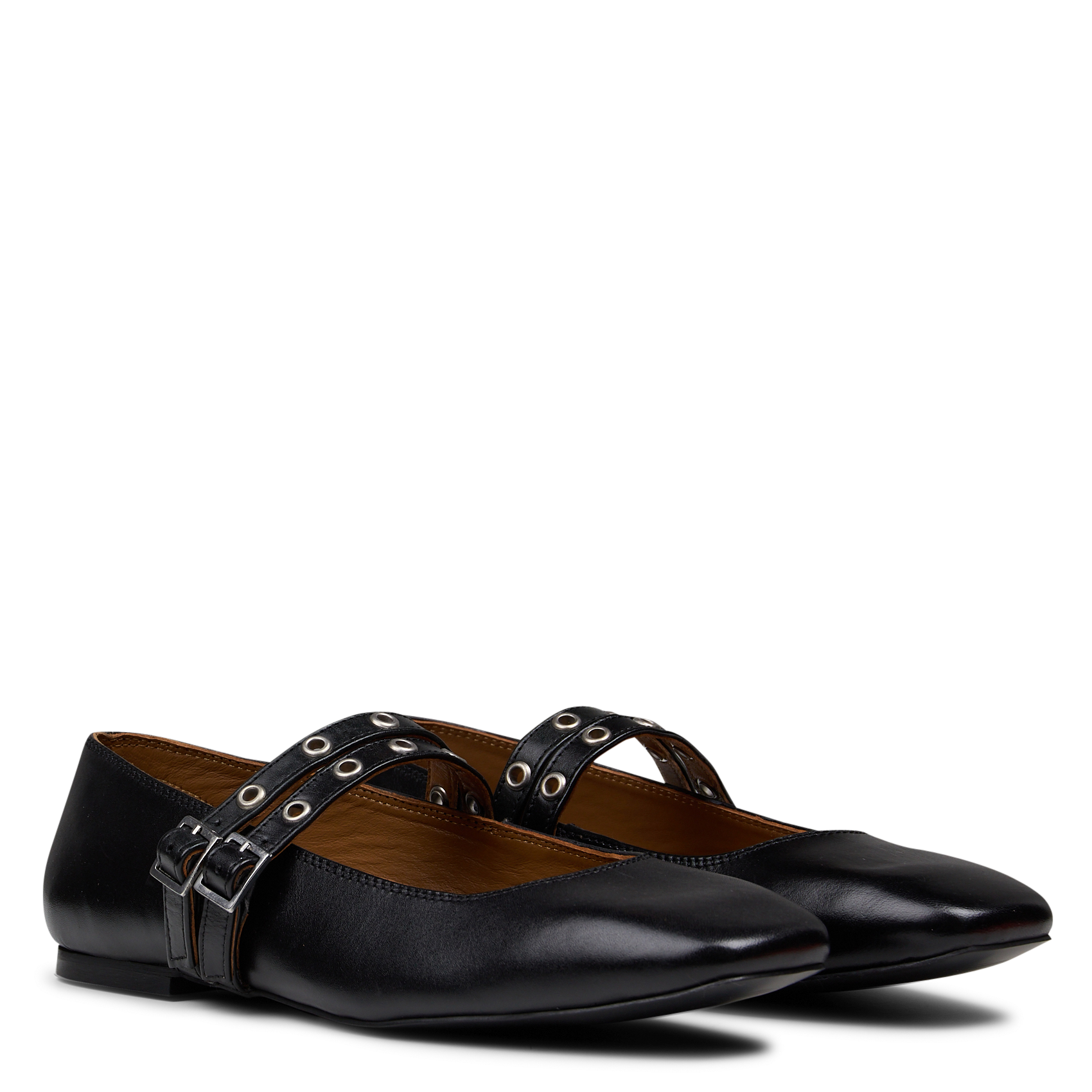 Leather ballet flats with square toe IKKS Black