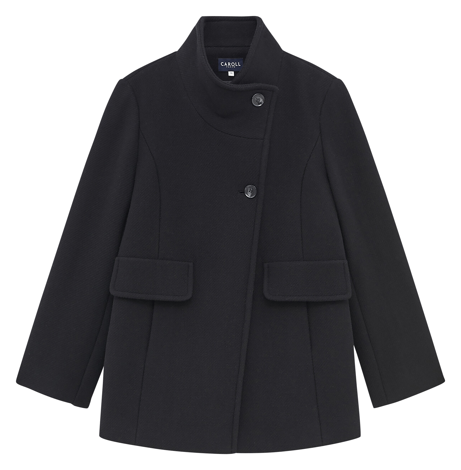 Straight coat in recycled wool blend CAROLL Black