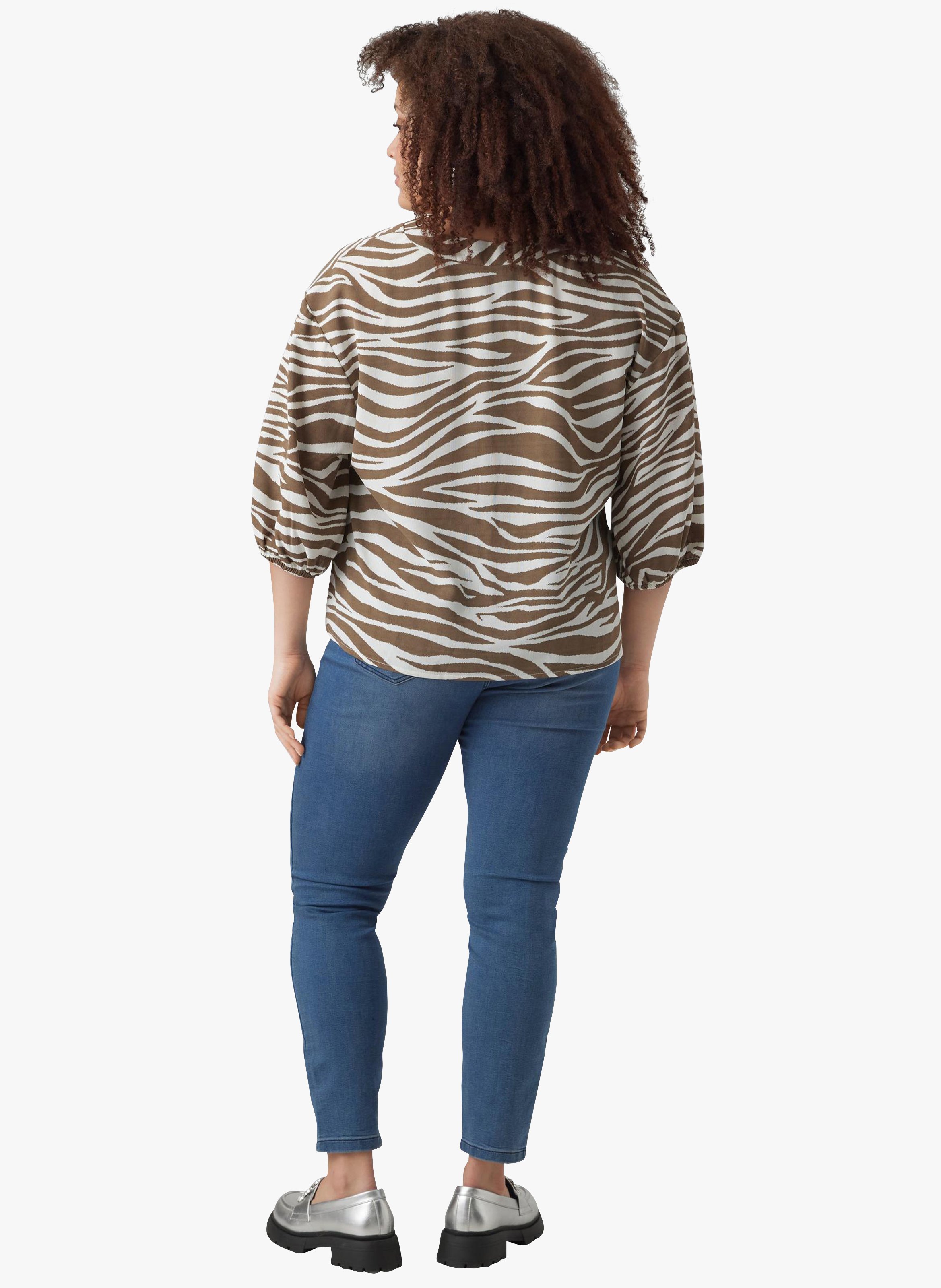 Striped V-neck blouse VERO MODA CURVE Multicolored