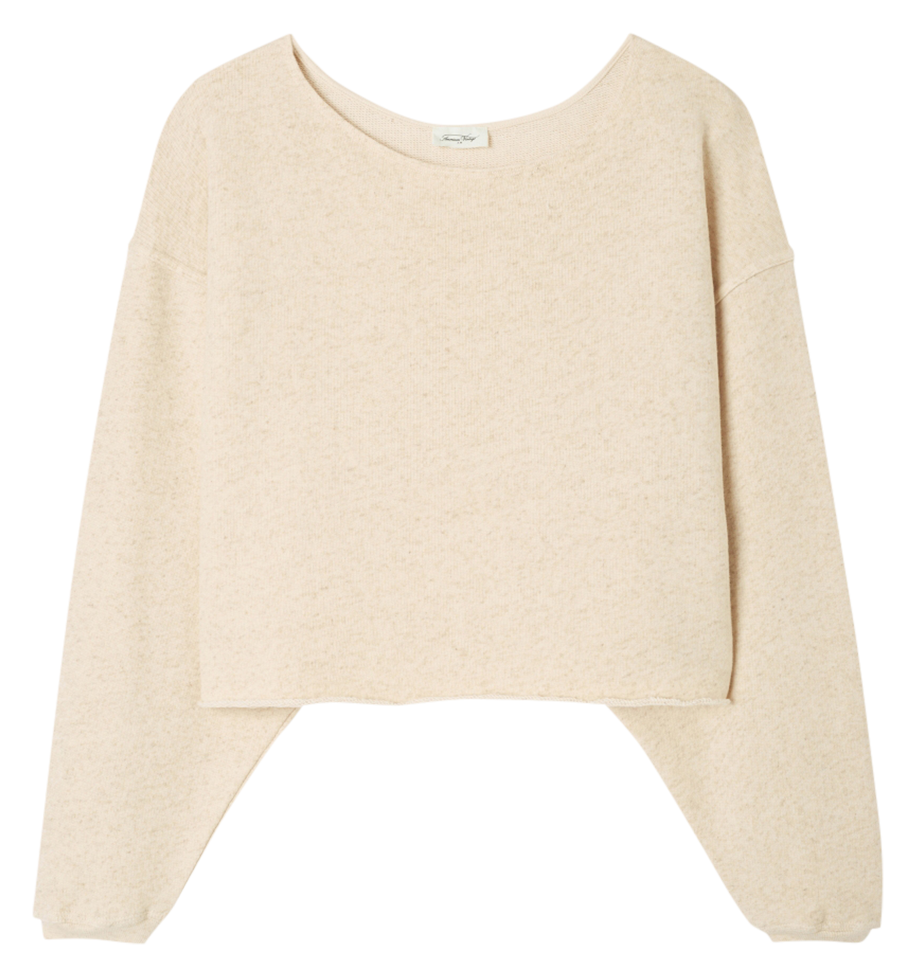 Sweat col bateau en coton bio et lin AMERICAN VINTAGE Beige