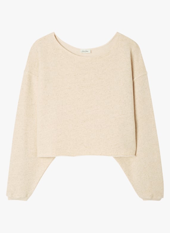 Sweat col bateau en coton bio et lin Itonay Beige American vintage