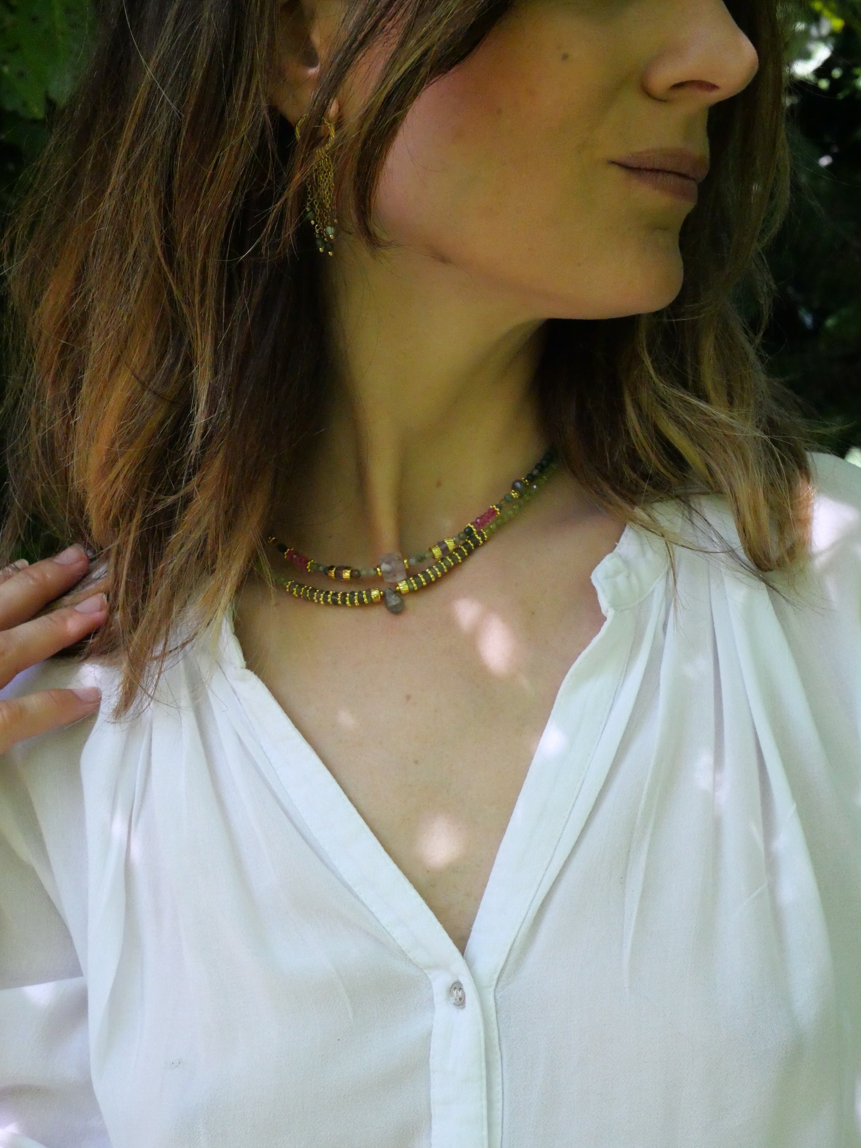 Natural stone necklace GINANDGER Multicolored