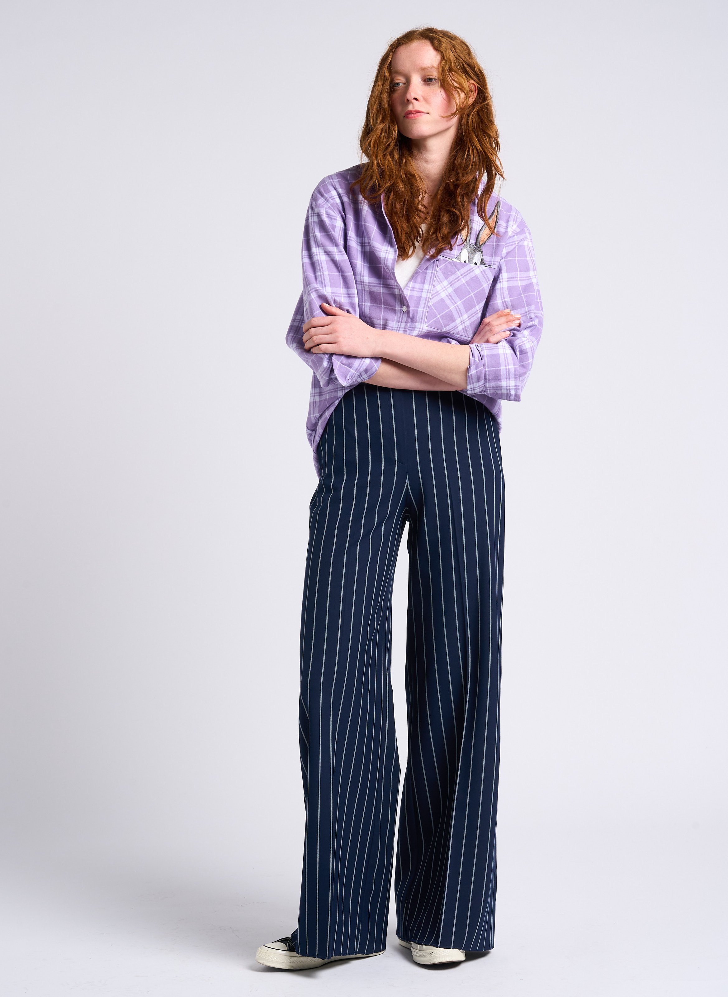 Chemise col classique à carreaux en coton MAX&Co. Violet