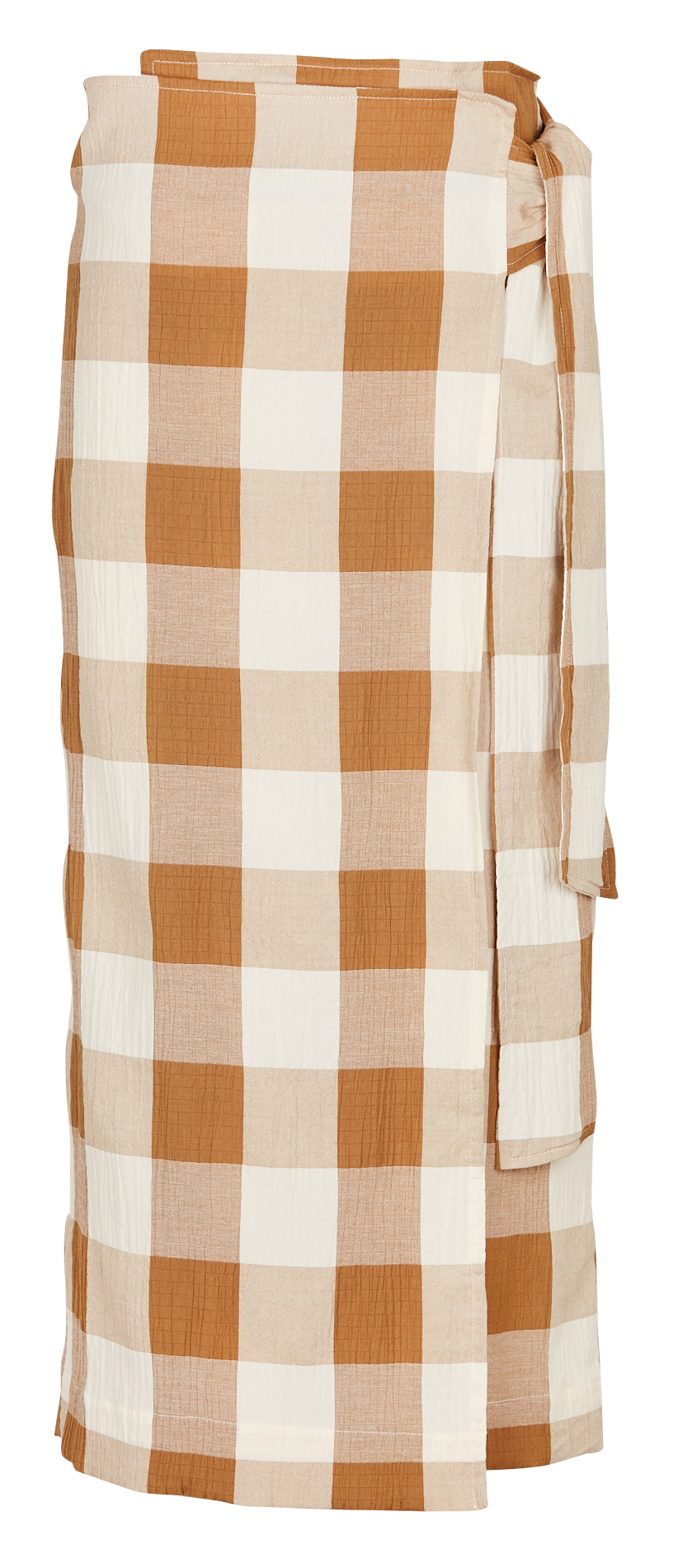 Jupe longue droite cache-cœur en coton bio mélangé RITA ROW Marron