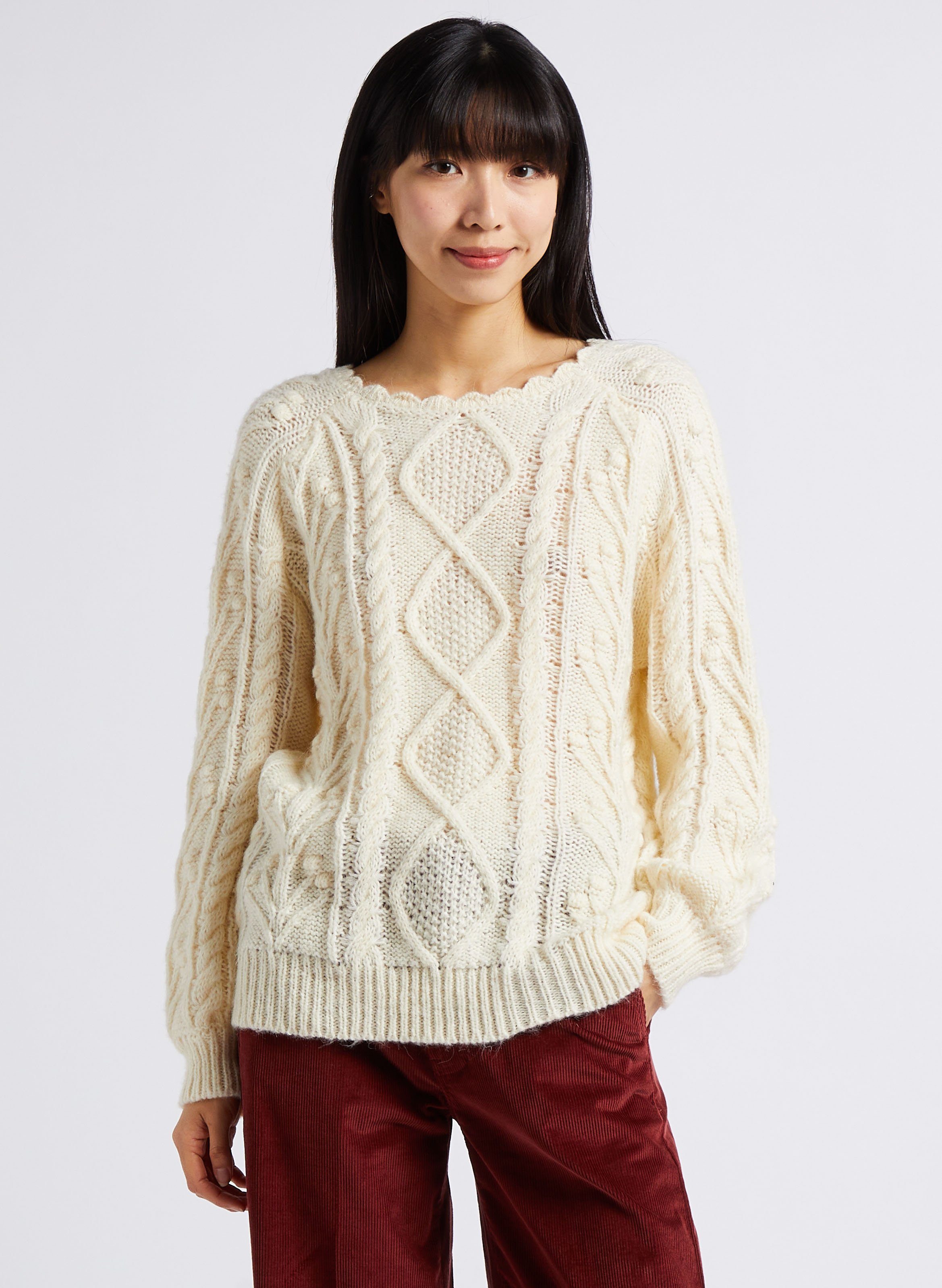 Pull col rond  tricot LOUISE MISHA Beige