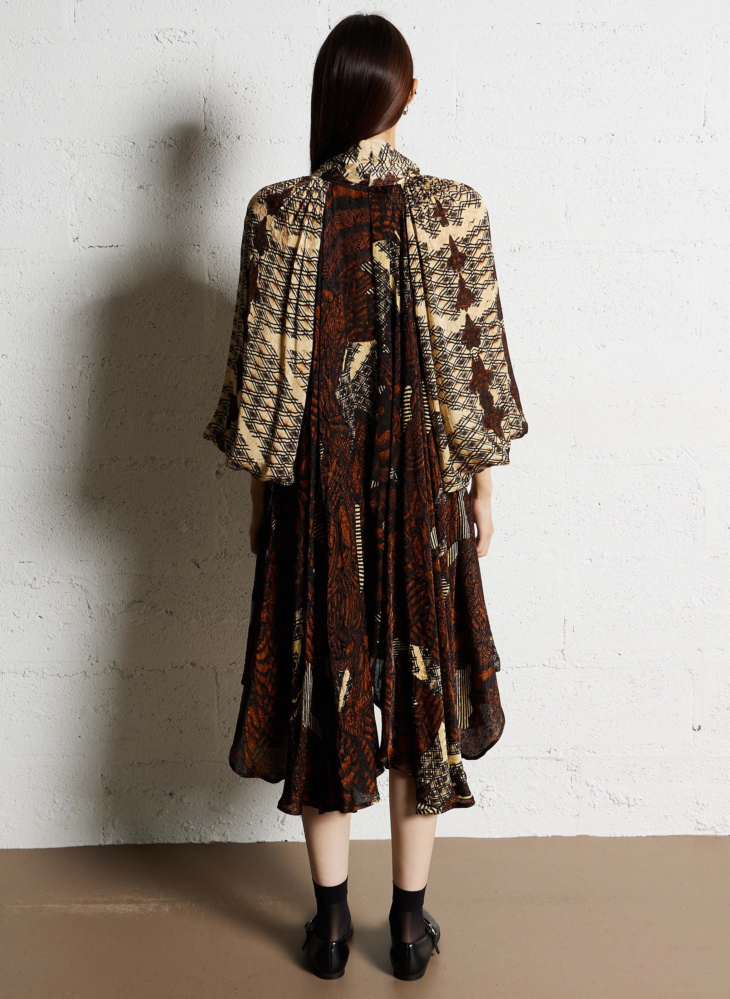 Robe midi col lavallière imprimée MES DEMOISELLES Multicolore