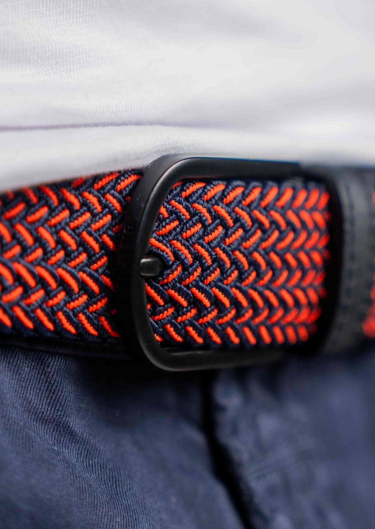 Multicolored braided elastic belt BILLYBELT Red