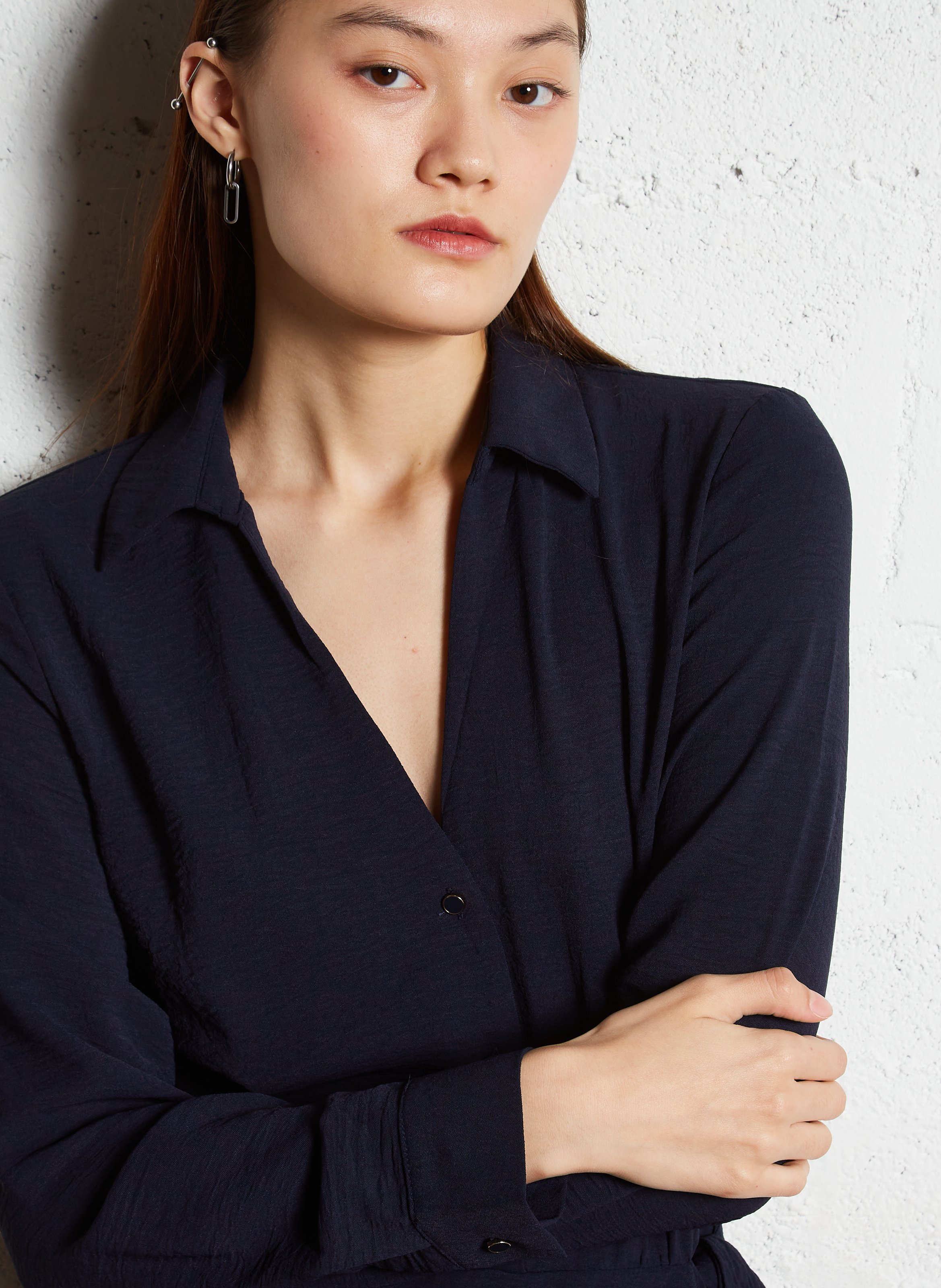 Lange jurk met overhemdkraagje LA PETITE ETOILE Blauw