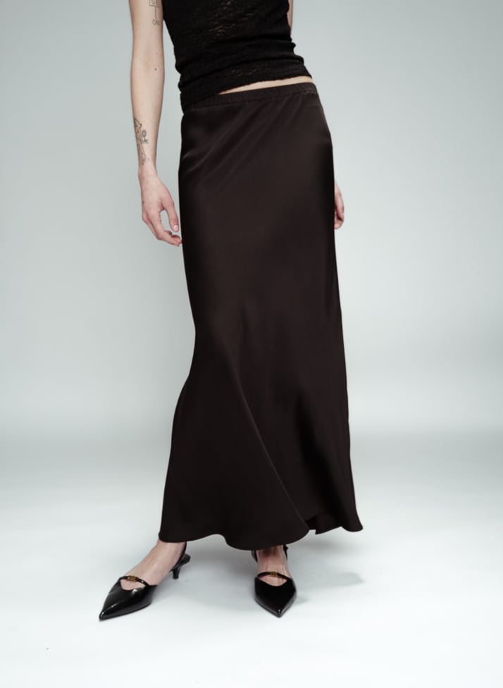Jupe longue satinée GRACE ET MILA Noir