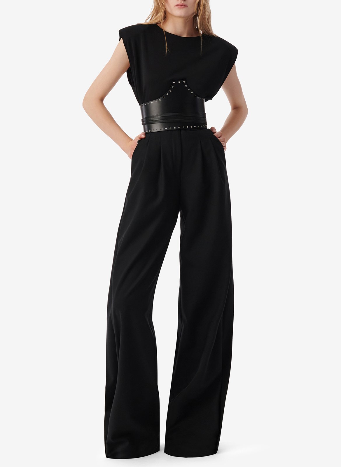 Short-sleeved T-shirt with shoulder pads IRO Black