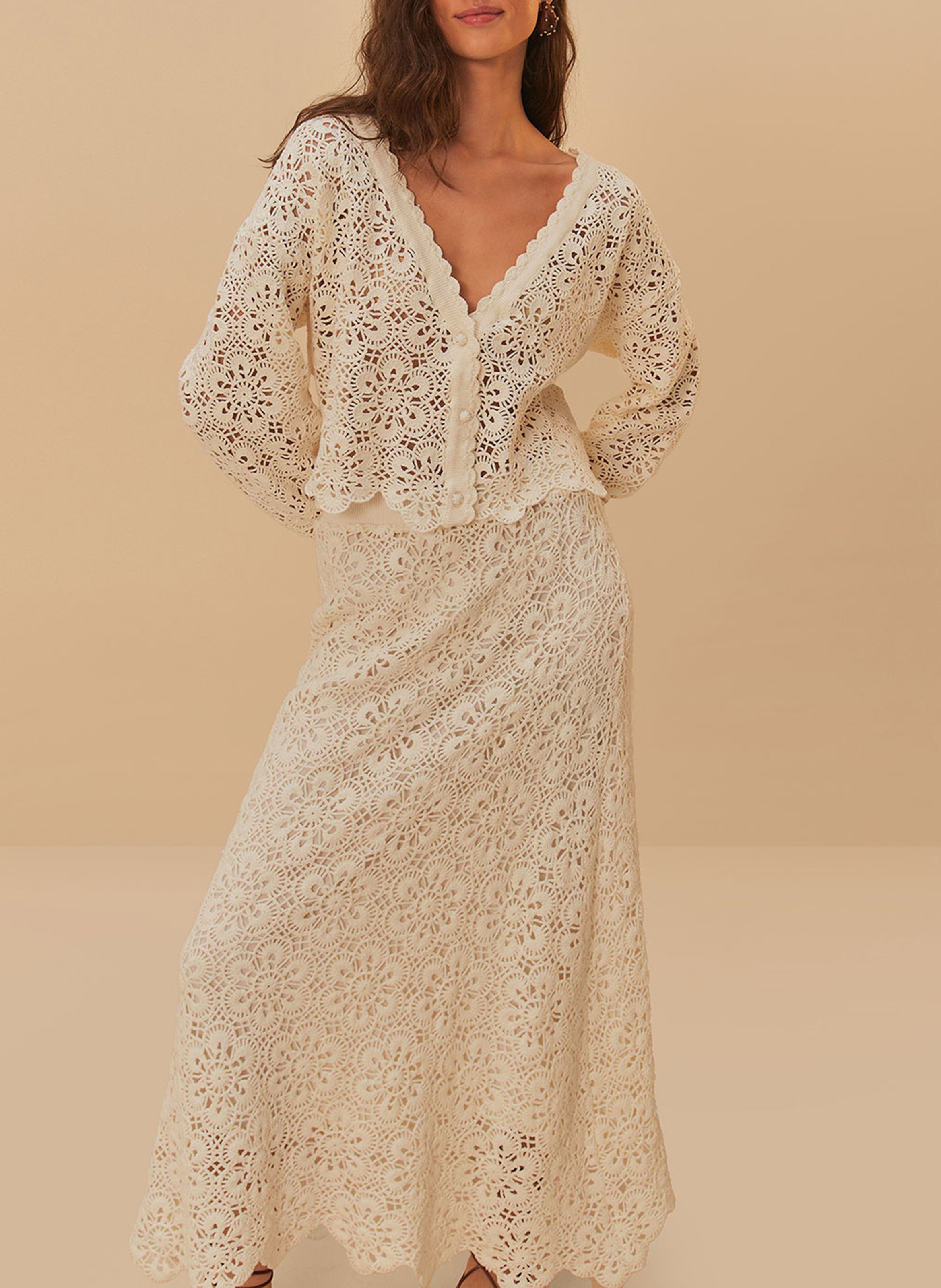 Jupe longue en coton mélangé FARM RIO Blanc