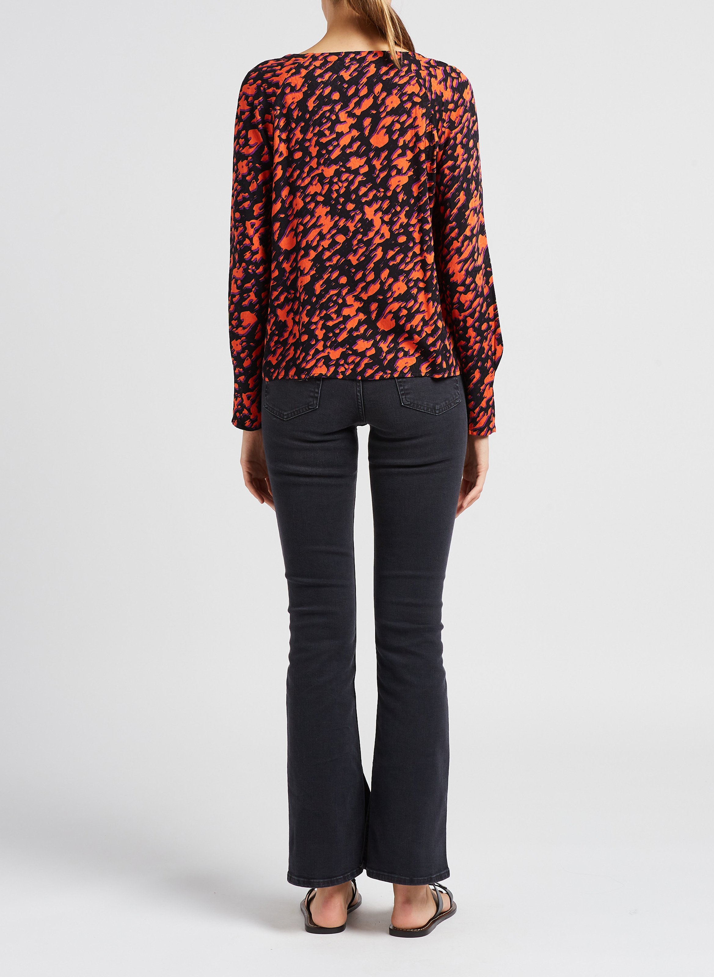 Printed V-neck top VILA Black