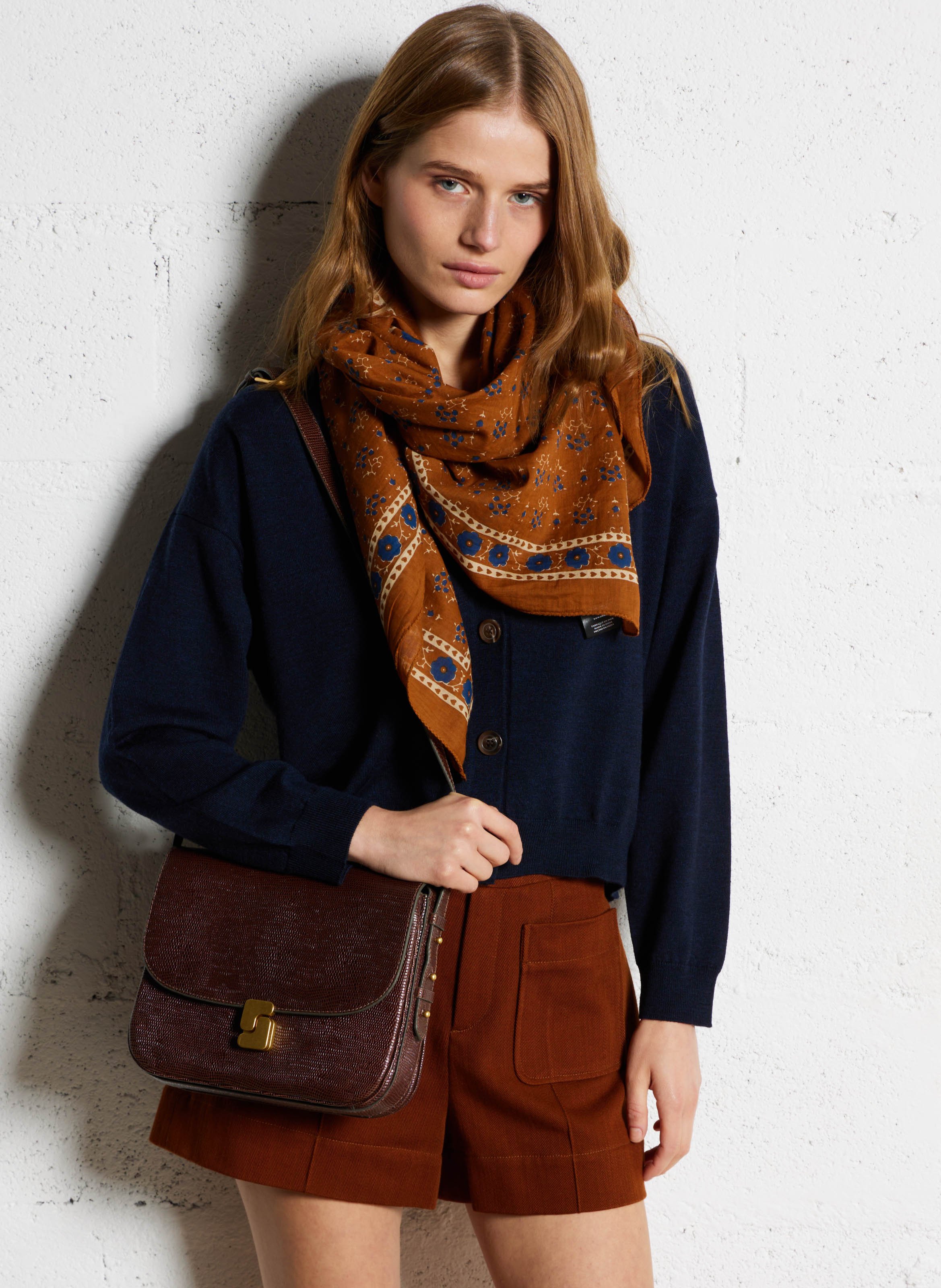 Lizard embossed leather shoulder bag Chocolat Soeur - Women