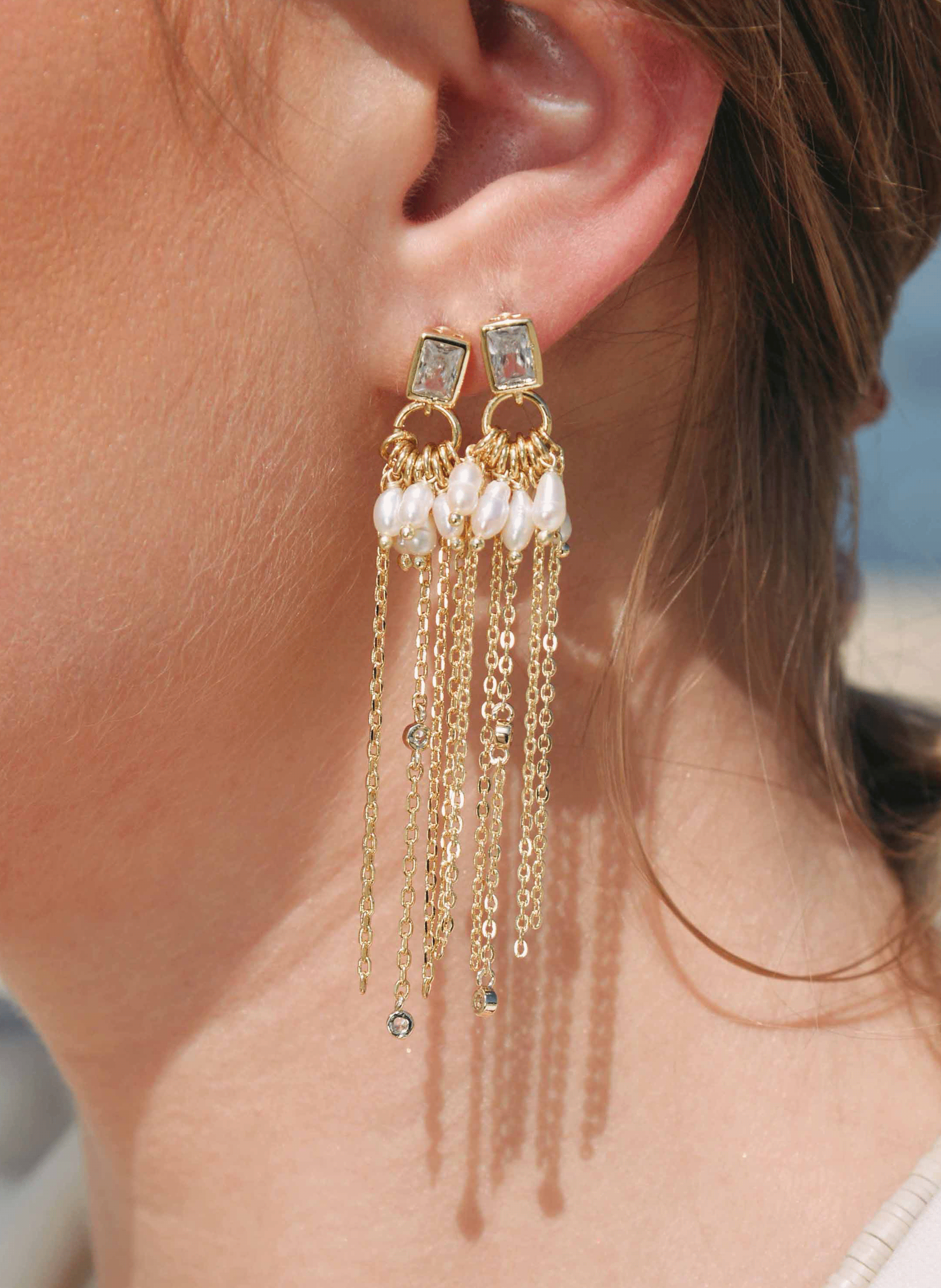 Earrings with chains for pierced ears HIPANEMA Golden