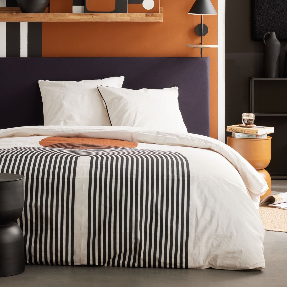 Printed cotton bed set White