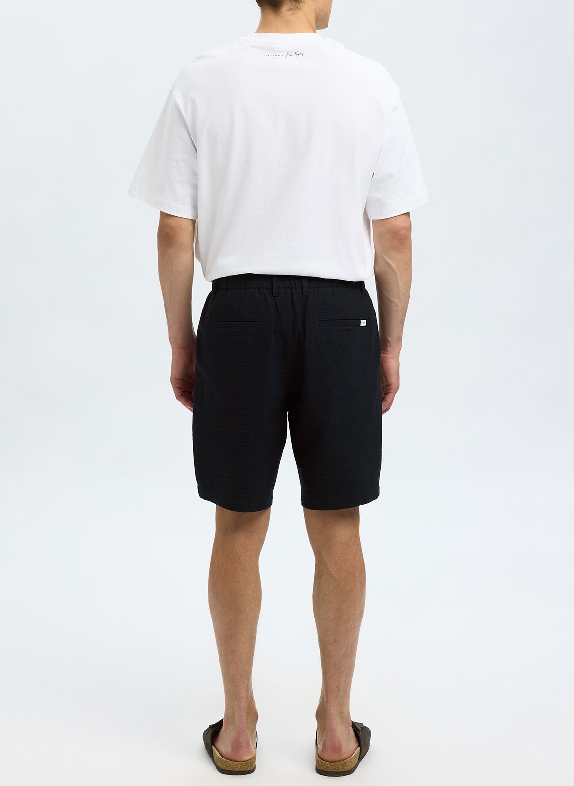 Straight organic cotton-blend shorts SELECTED Black
