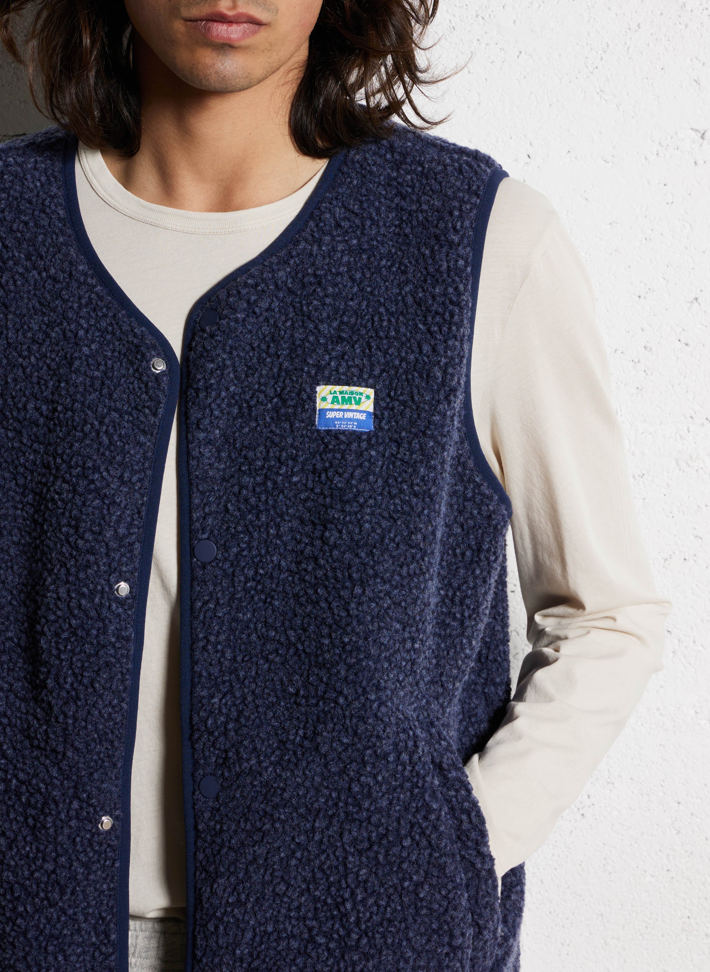 Veste col rond en sherpa  AMERICAN VINTAGE Bleu